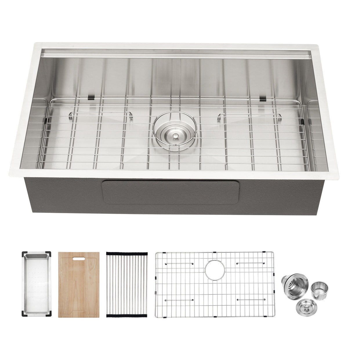 Undermount Single Bowl Workstation Sink, Stainless Steel (SS27)