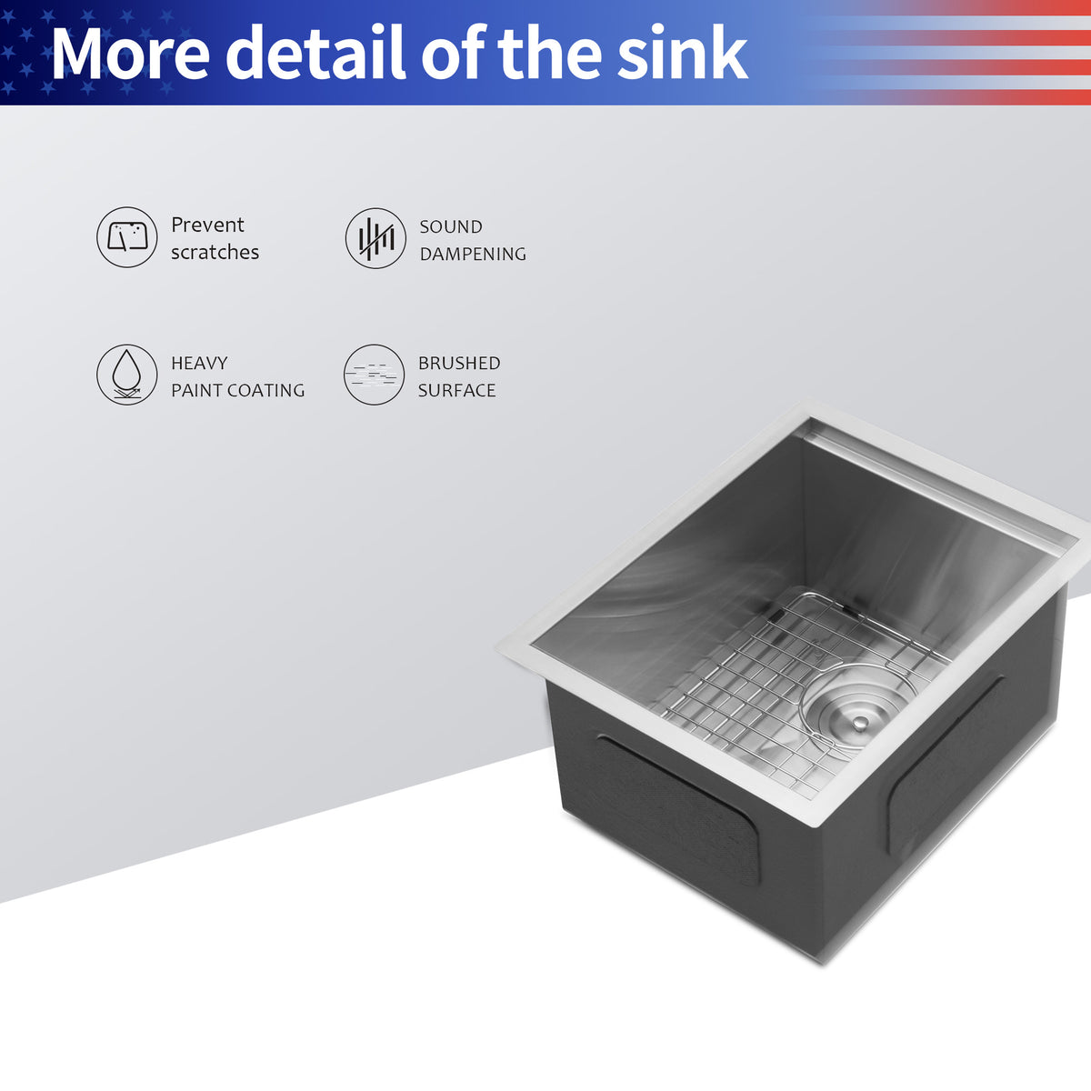 RAINLEX Undermount Single Bowl Workstation Sink in Stainless Steel 15"x19"x10" #Size_15"x19"x10"