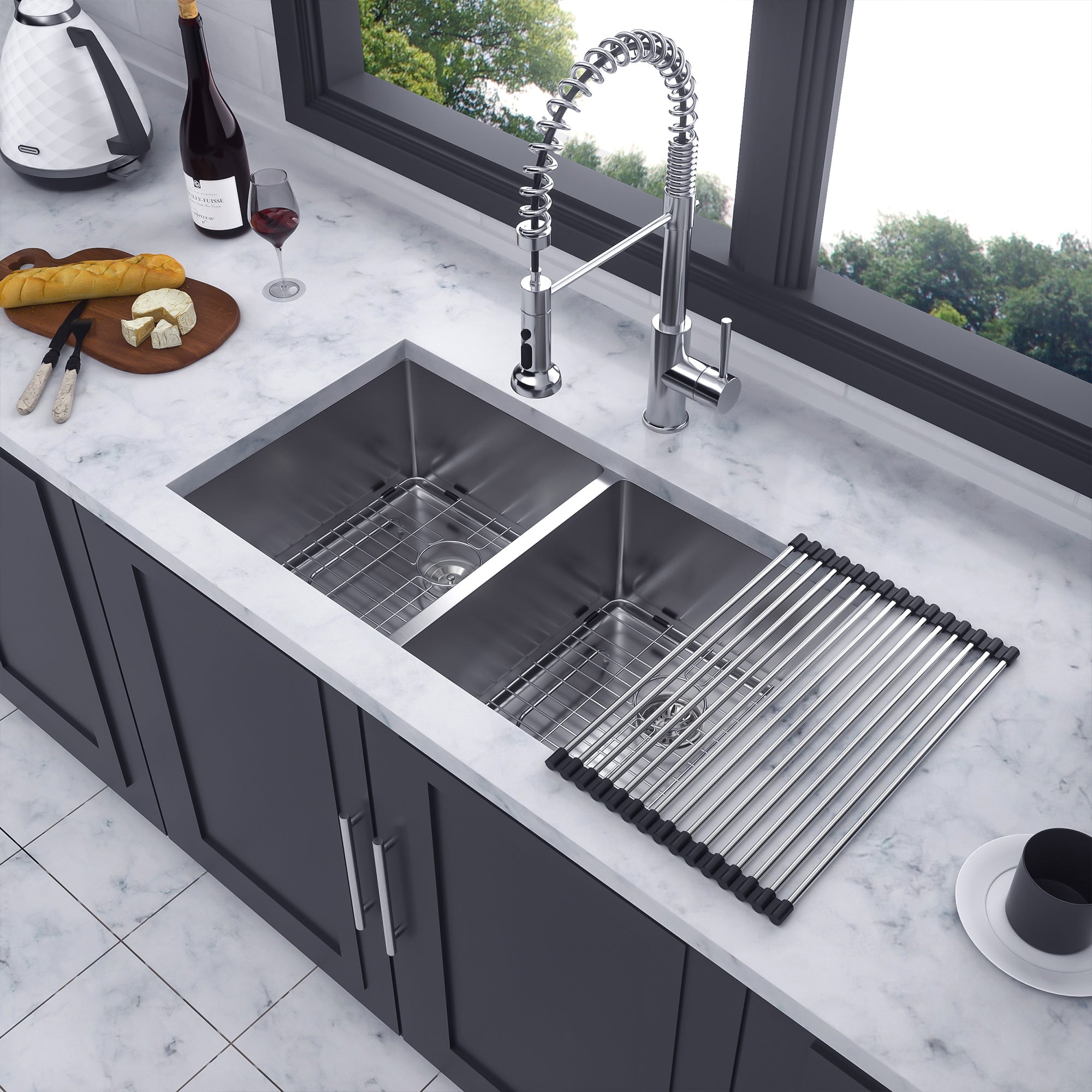 Undermount Double Bowl Kitchen Sink, Stainless Steel (SS30)