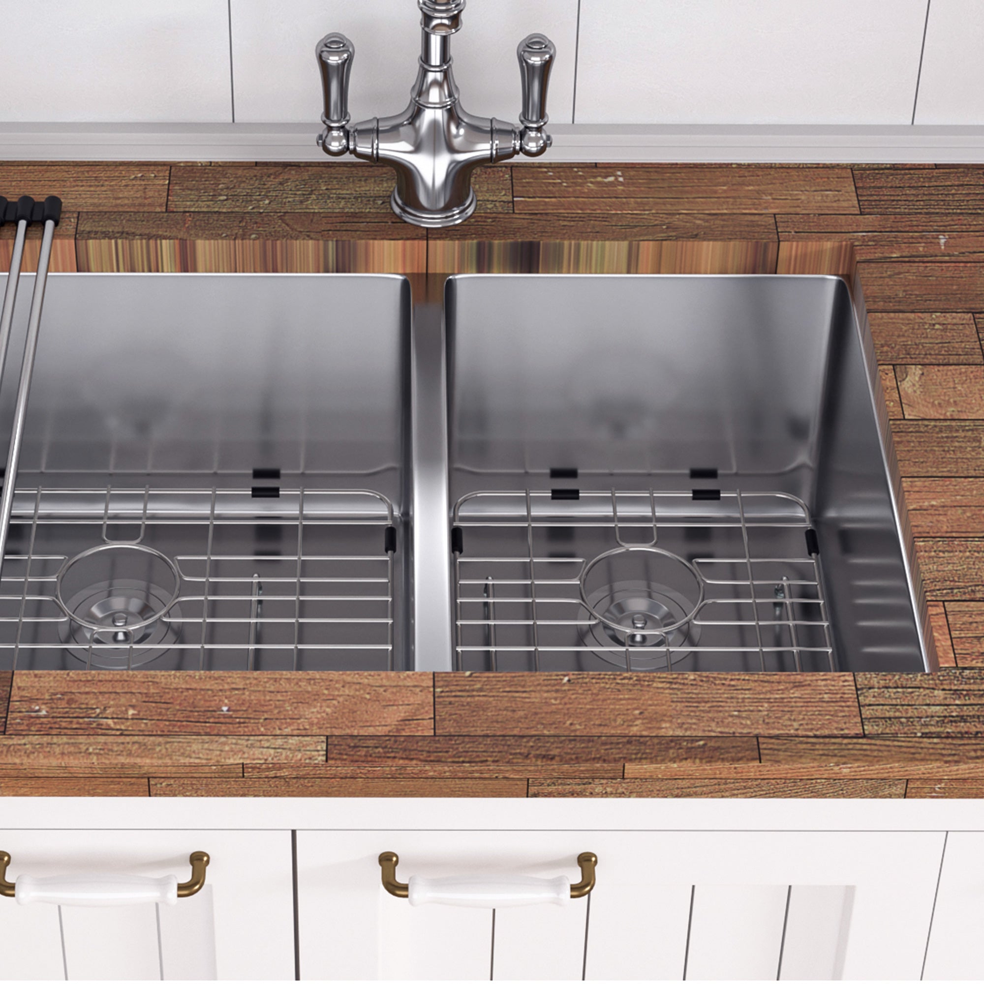 Undermount Double Bowl Kitchen Sink, Stainless Steel (SS30)