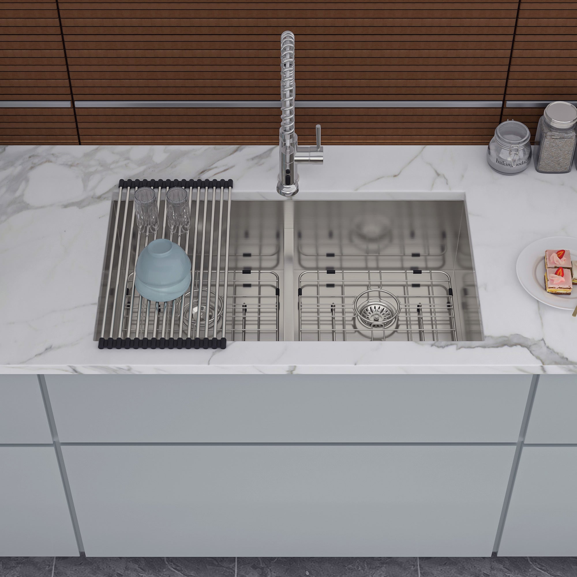 Undermount Double Bowl Kitchen Sink, 16 Gauge Stainless Steel (SS32)