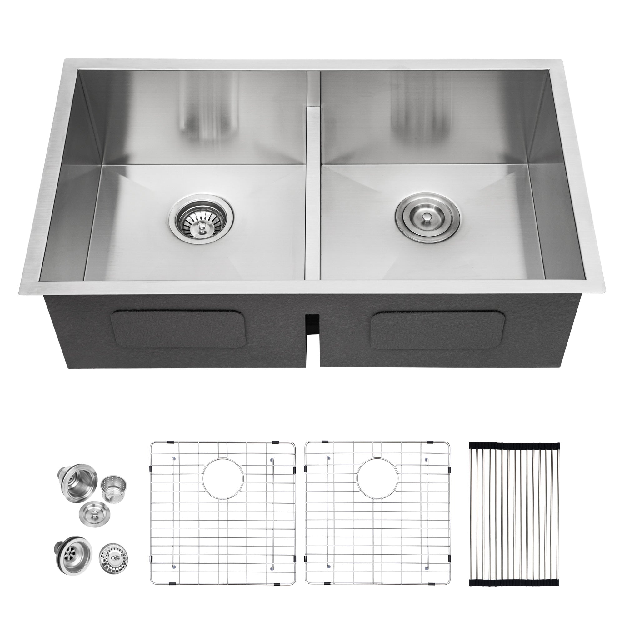 Undermount Double Bowl Kitchen Sink, 16 Gauge Stainless Steel (SS32)