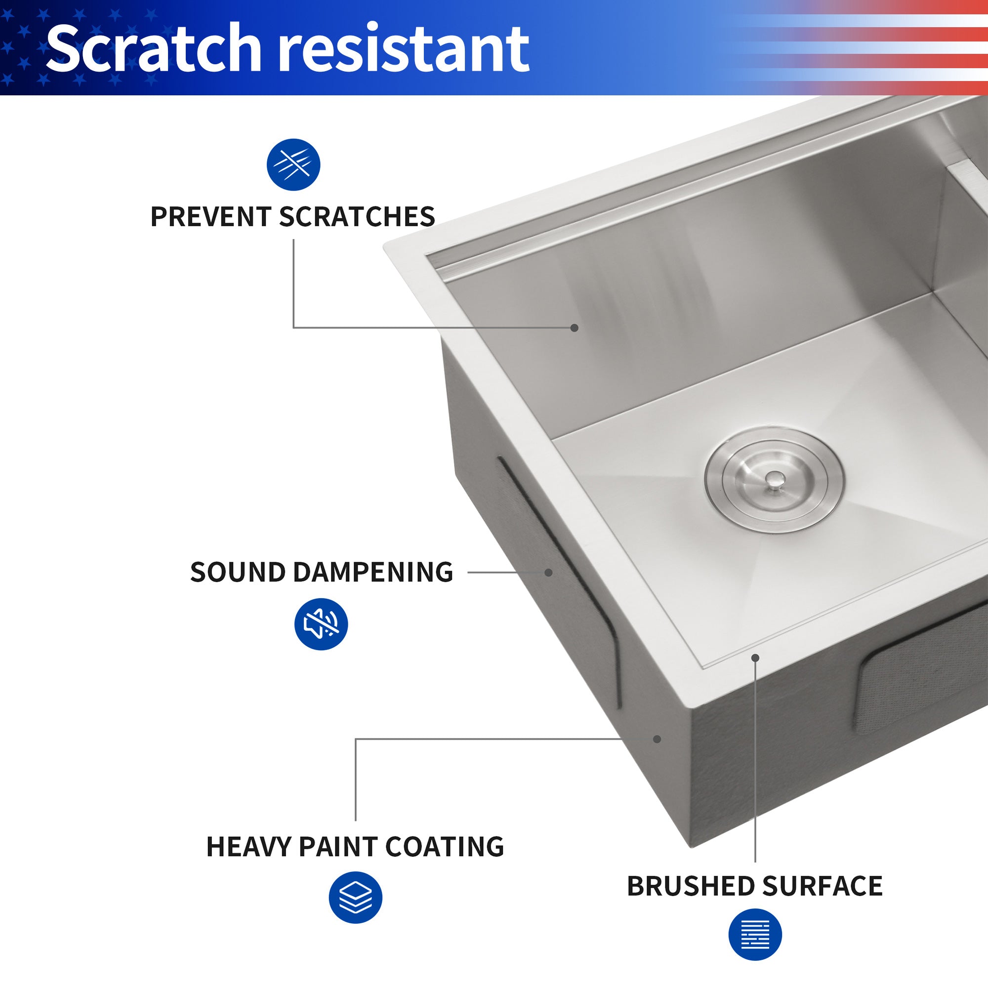 Undermount Double Bowl Workstation Sink, Stainless Steel (SS33)