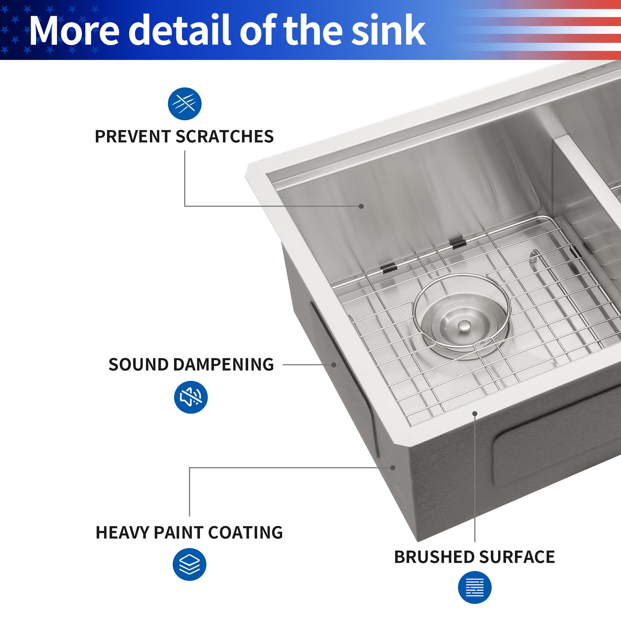 Undermount Double Bowl Workstation Sink, Stainless Steel (SS33)