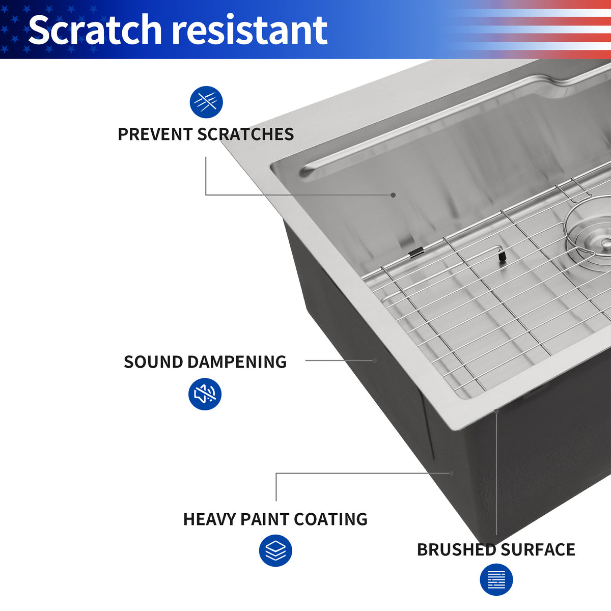 RAINLEX 33" x 22" Drop-In Workstation Kitchen Sink in Stainless Steel (SS34)