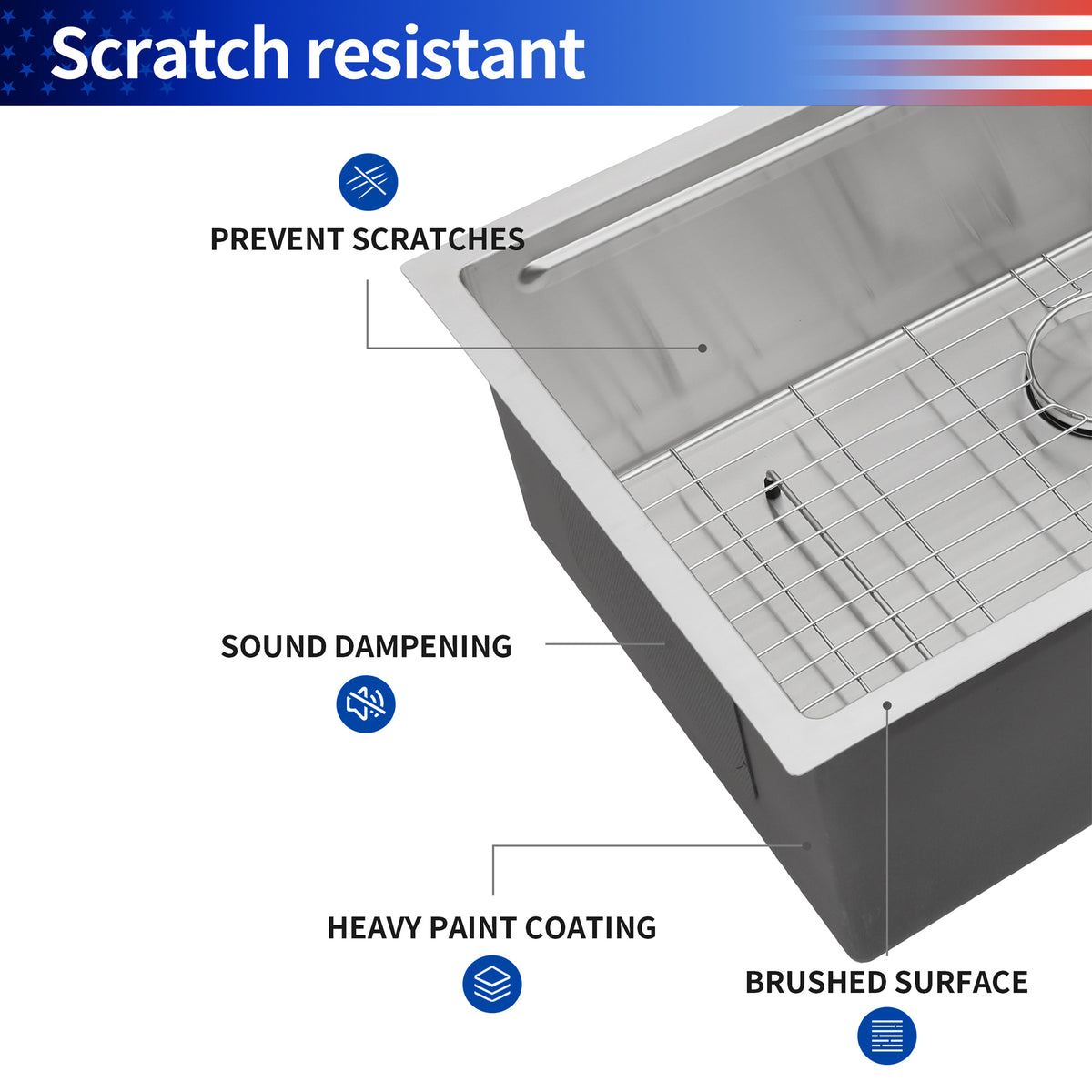 RAINLEX 33" x 19" Undermount Workstation Kitchen Sink in Stainless Steel (SS36)