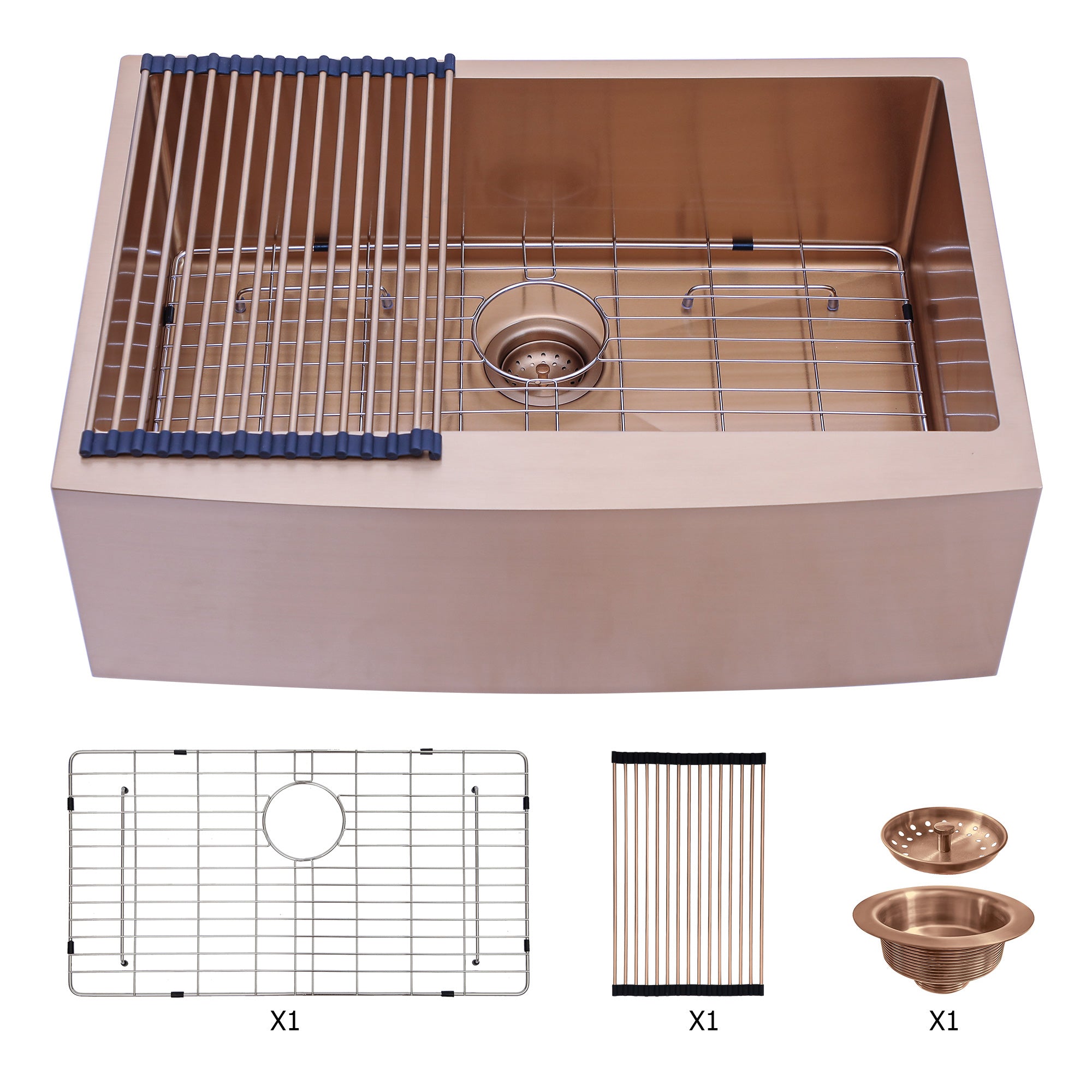 Farmhouse Apron-Front Single Bowl Kitchen Sink, Stainless Steel (SS48)