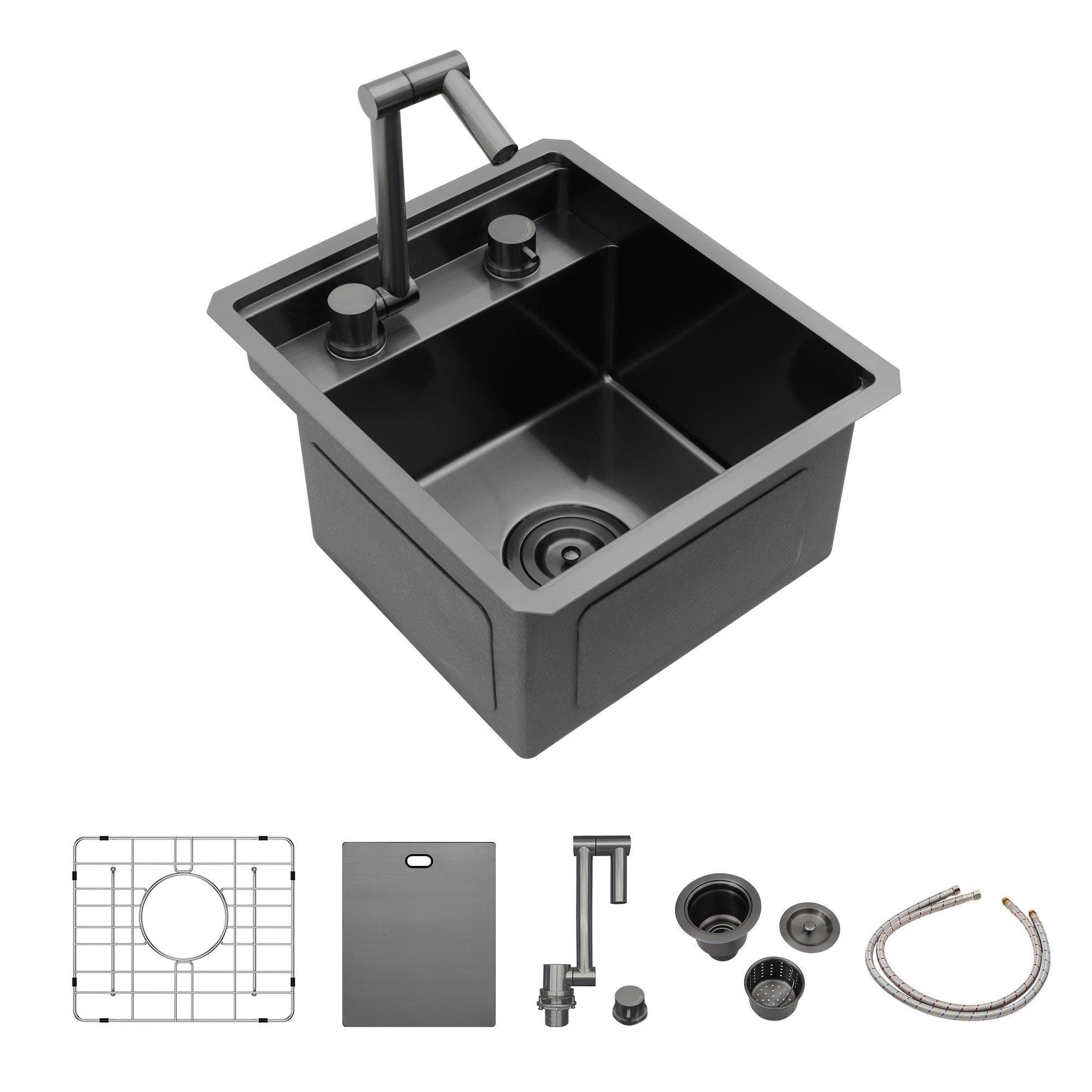15" Undermount Bar/Prep Sink with Folding Faucet, 16 Gauge Stainless Steel
