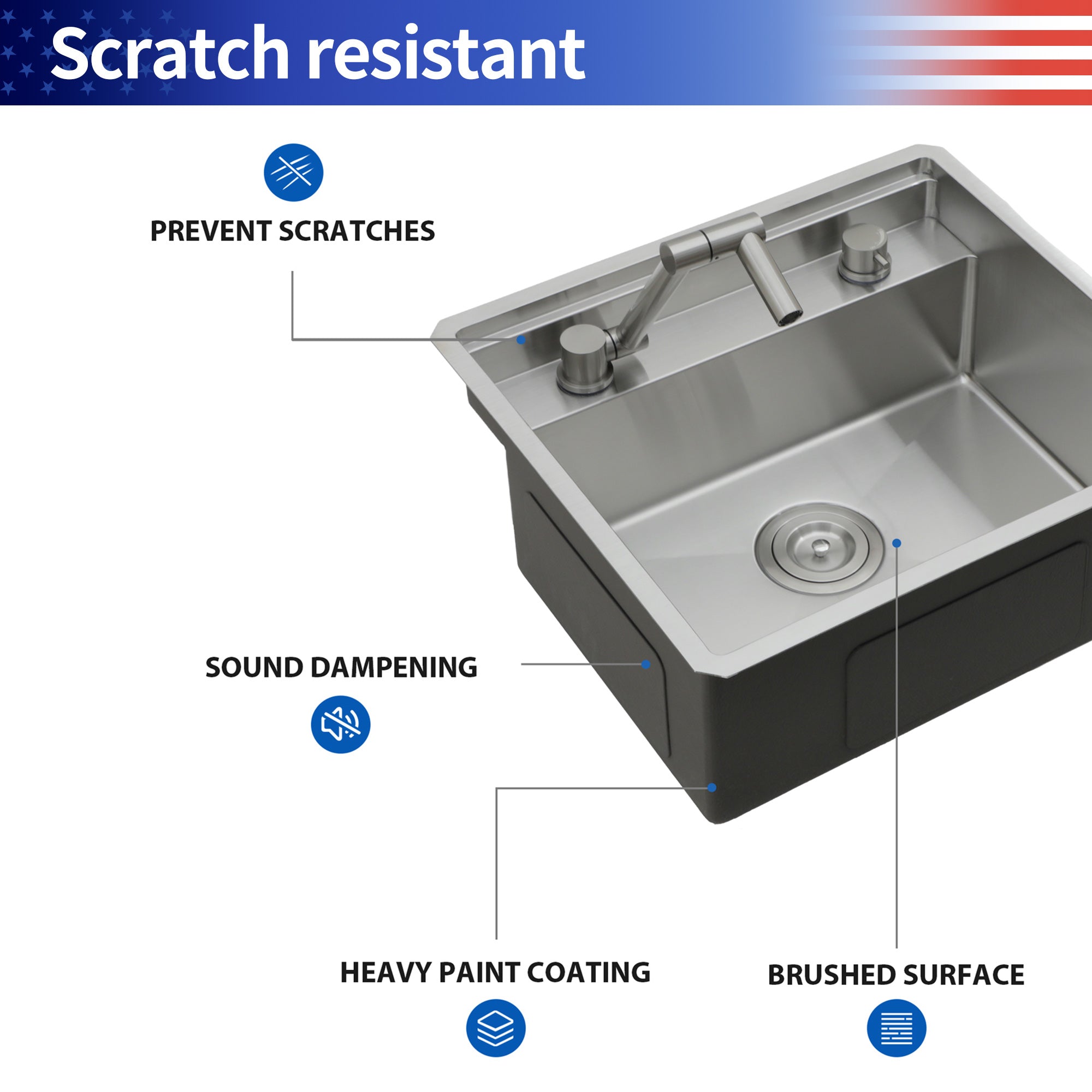 15" Undermount Bar/Prep Sink with Folding Faucet, 16 Gauge Stainless Steel