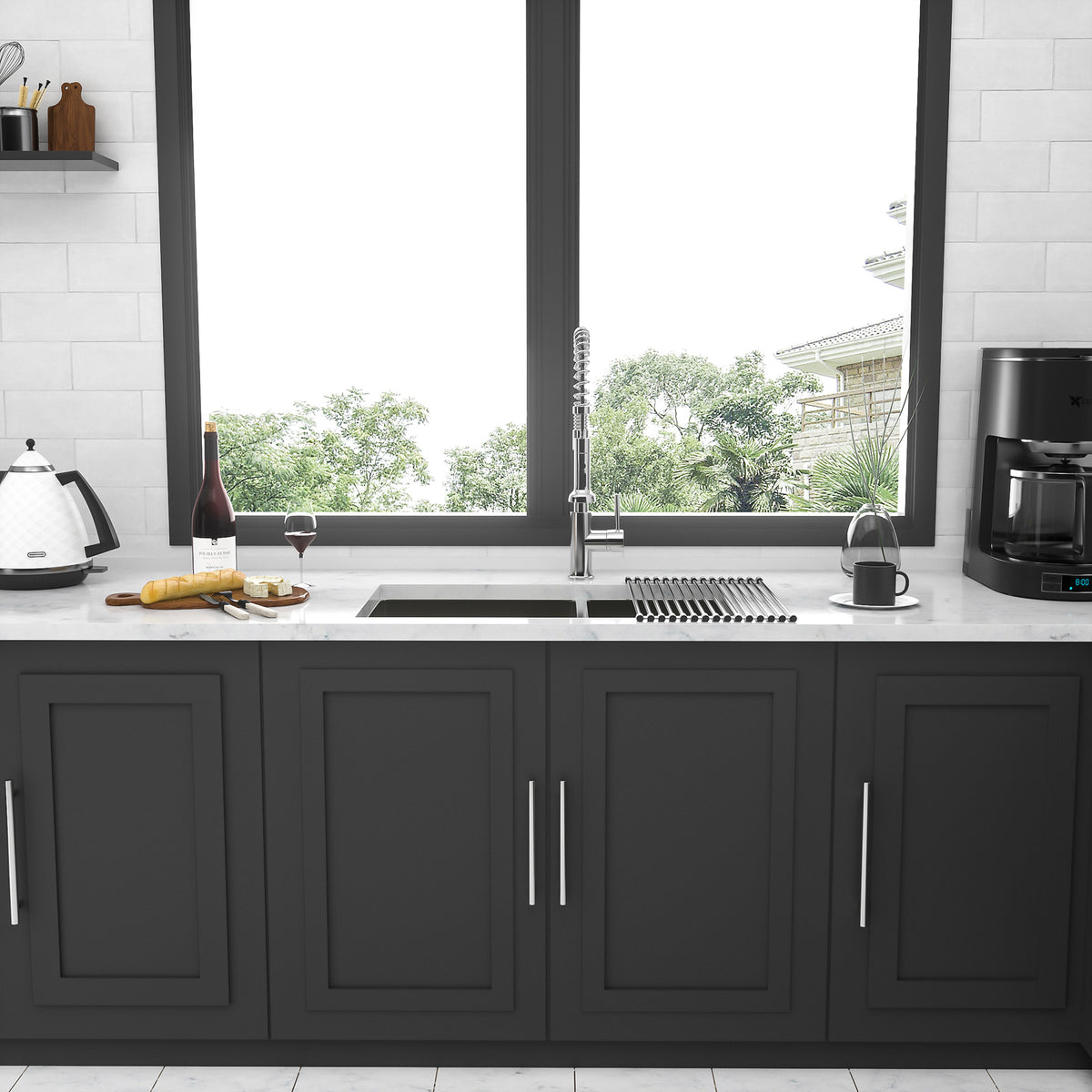 32" Undermount Double Bowl Kitchen Sink, 16 Gauge Stainless Steel, 50/50