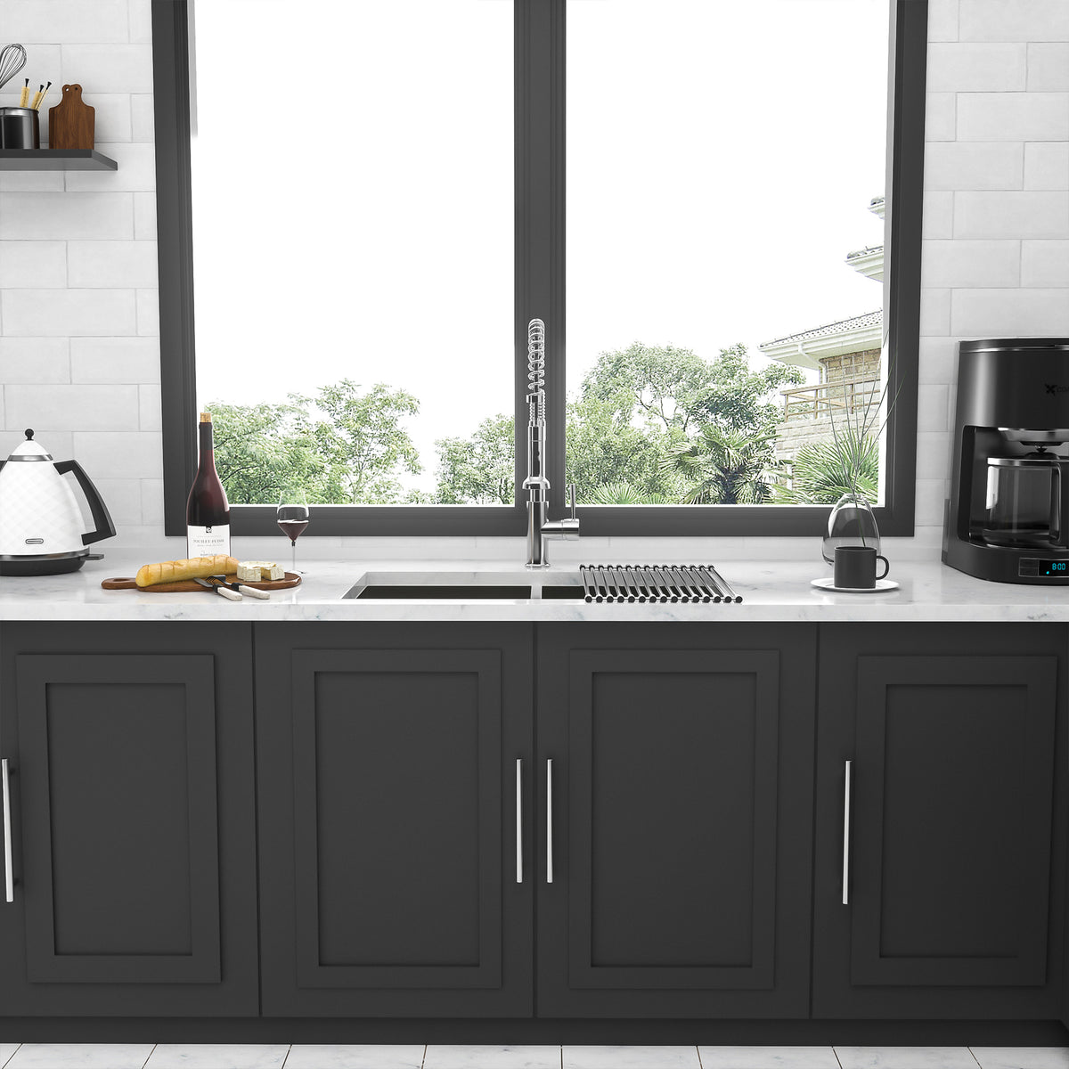 32" Undermount Double Bowl Kitchen Sink, 16 Gauge Stainless Steel, 50/50