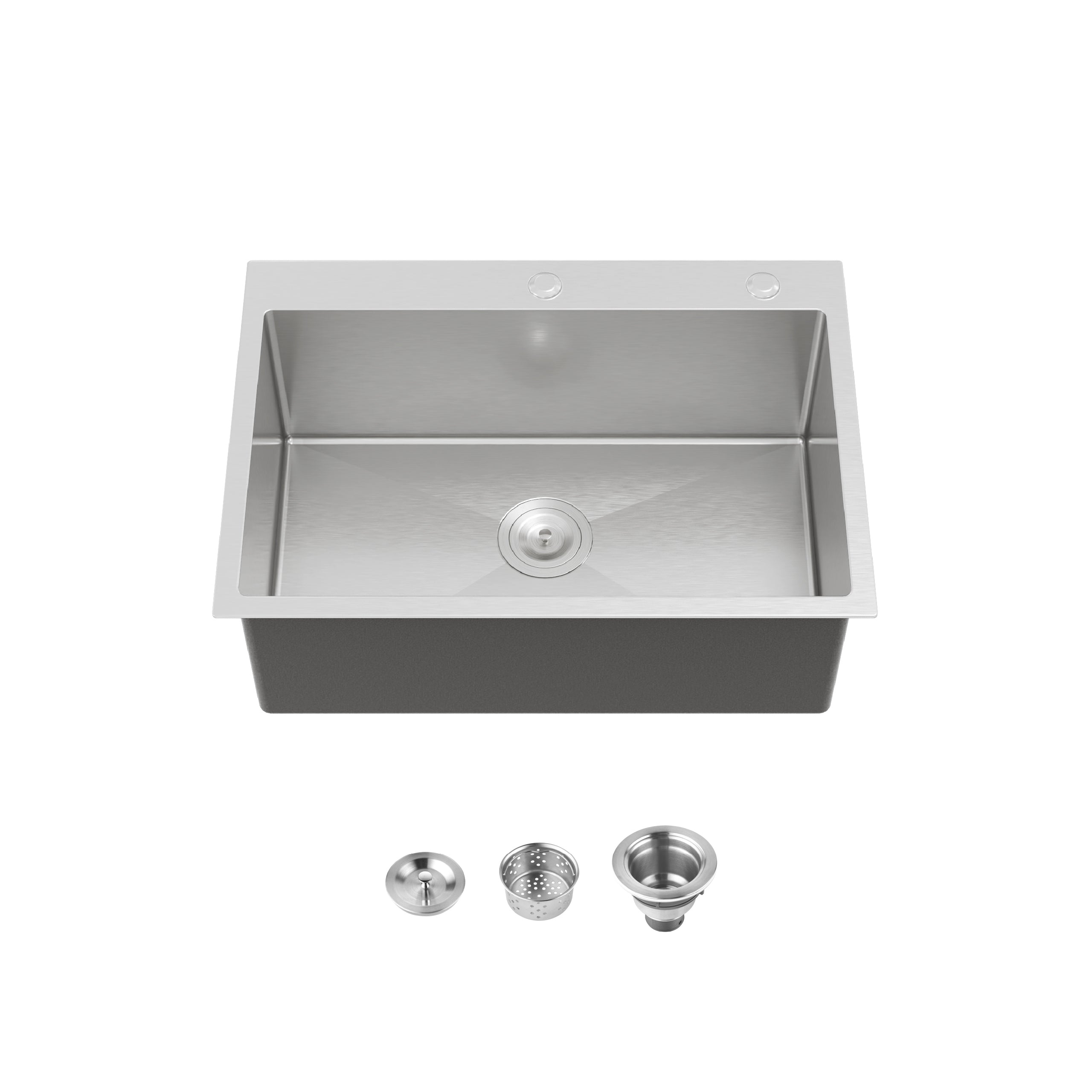 27" x 19" Drop-In Single Bowl Kitchen Sink, 16 Gauge Black Stainless Steel