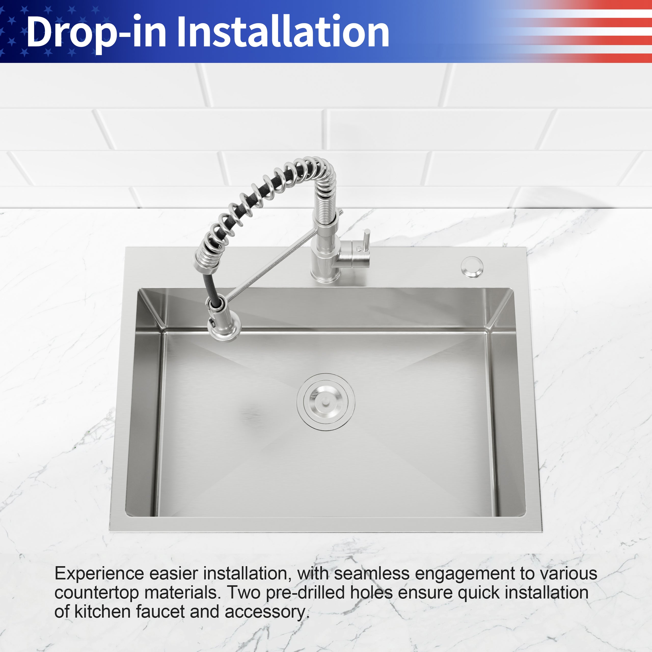 27" x 19" Drop-In Single Bowl Kitchen Sink, 16 Gauge Black Stainless Steel