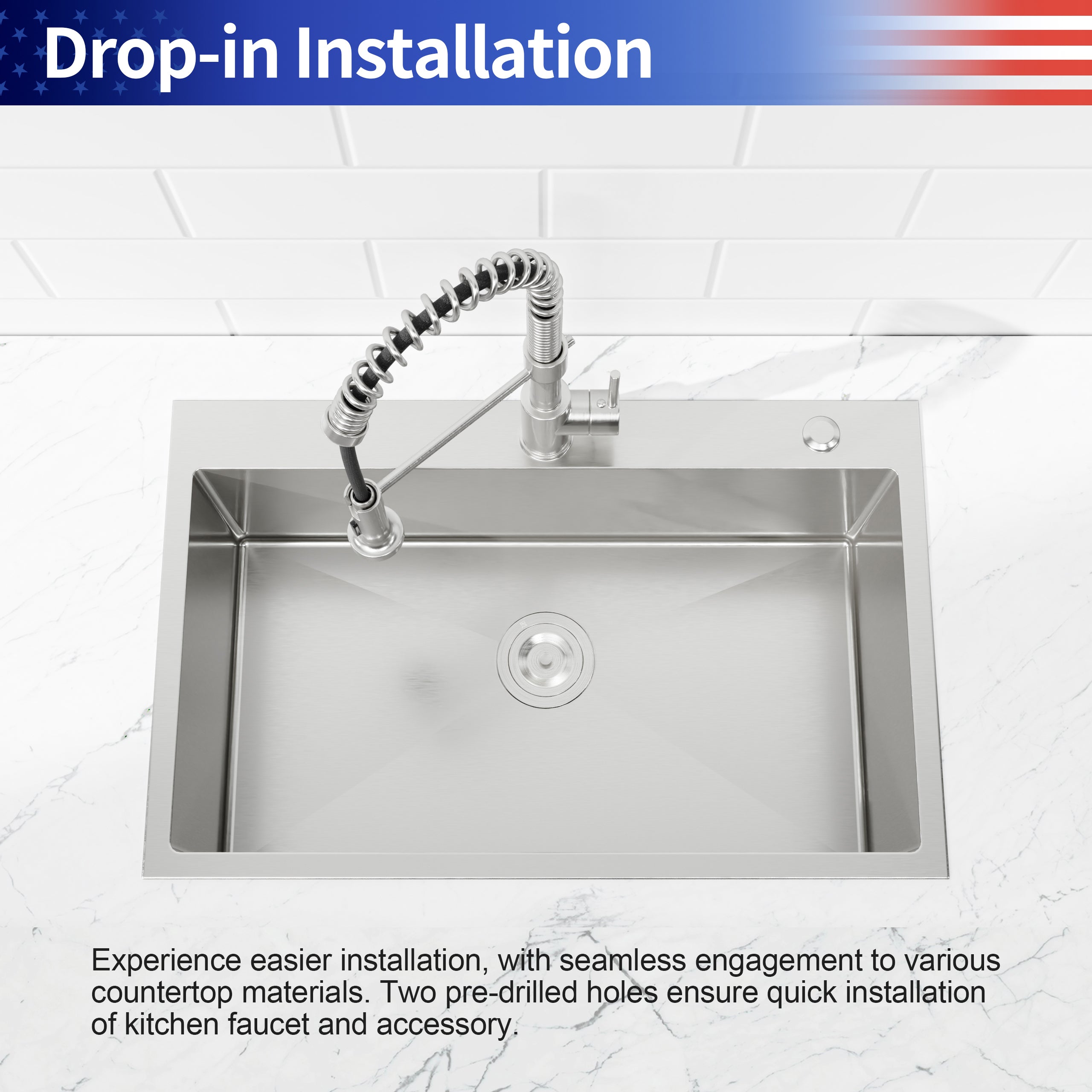 30" x 19" Drop-In Single Bowl Kitchen Sink, 16 Gauge Black Stainless Steel