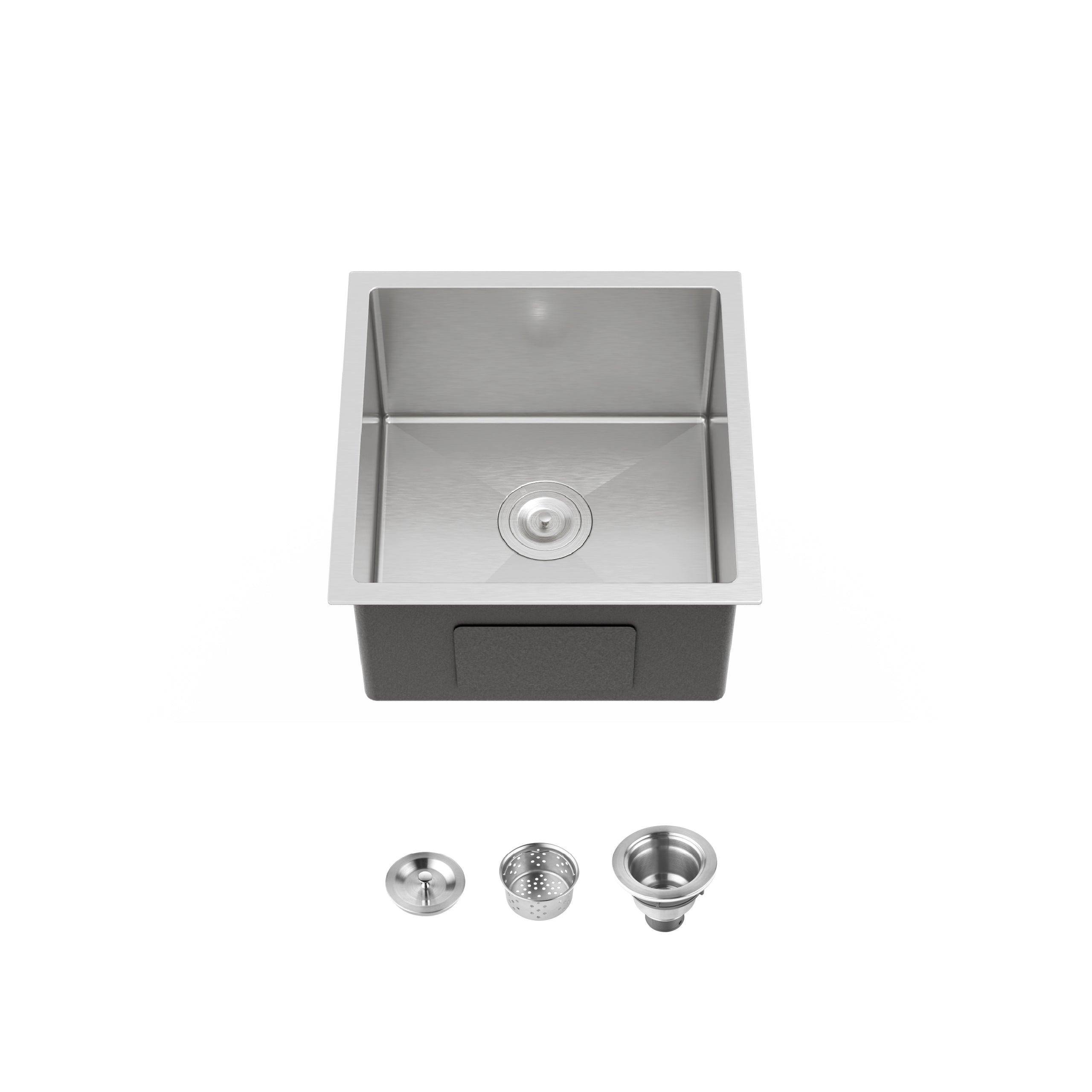 18" x 18" Undermount Single Bowl Kitchen Sink, 16 Gauge Black Stainless Steel