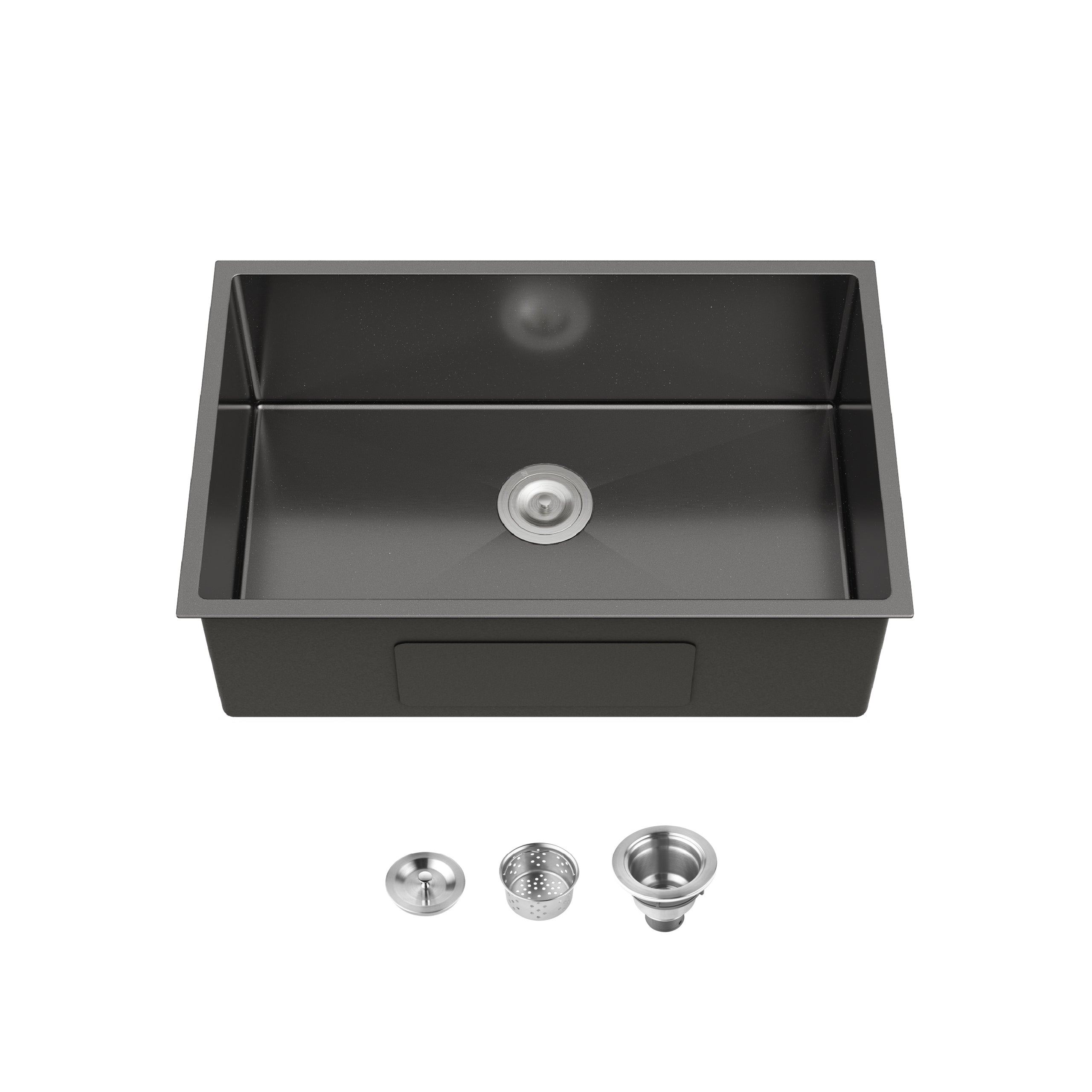 30" Undermount Stainless Steel Kitchen Sink, Single Bowl 16 Gauge Brushed Nickel Handmade Sink with Drain & Hooks