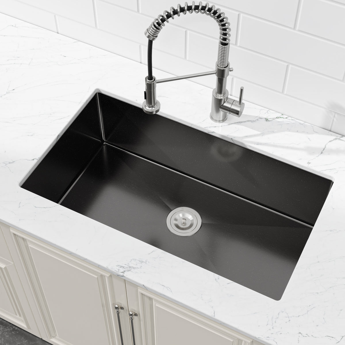 RAINLEX 33 in. Undermount Single Bowl Kitchen Sink in Brushed Nickel