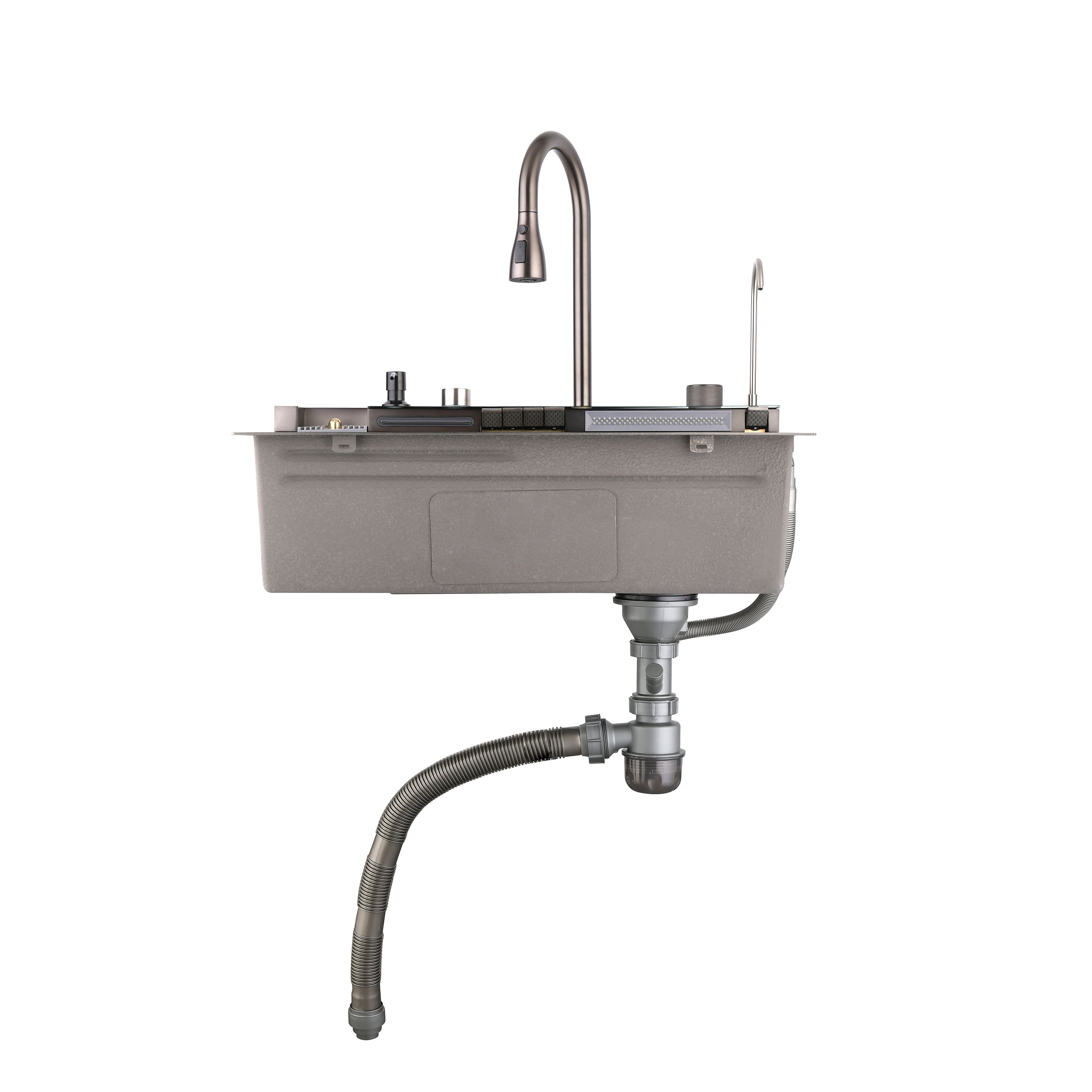 30" x 18" Smart Waterfall Kitchen Sink with Digital Display, Stainless Steel