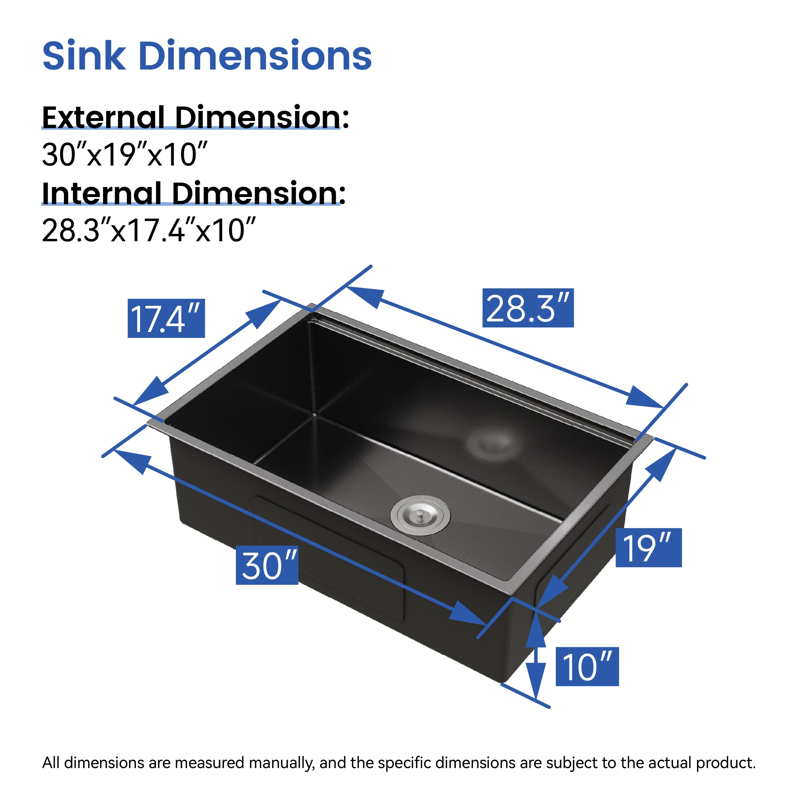 30" x 19" Undermount Stainless Steel Kitchen Sink, Single Bowl Handmade Sink in Brushed Nickel with Workstation Accessories