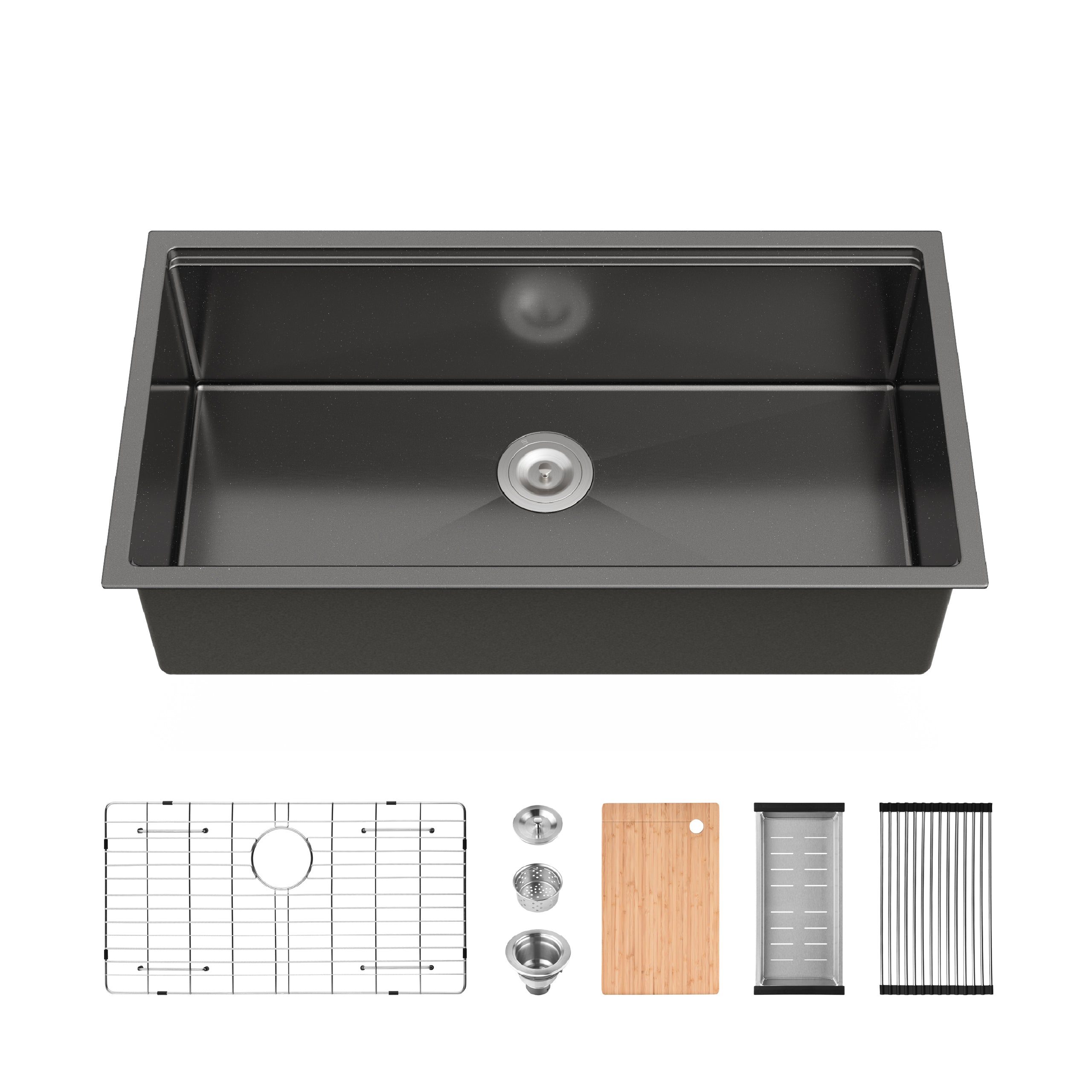 36" x 19" Undermount Single Bowl Workstation Sink, 16 Gauge Stainless Steel