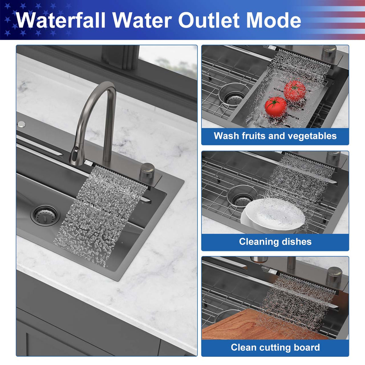RAINLEX Undermount Single Bowl Workstation Sink in Stainless Steel