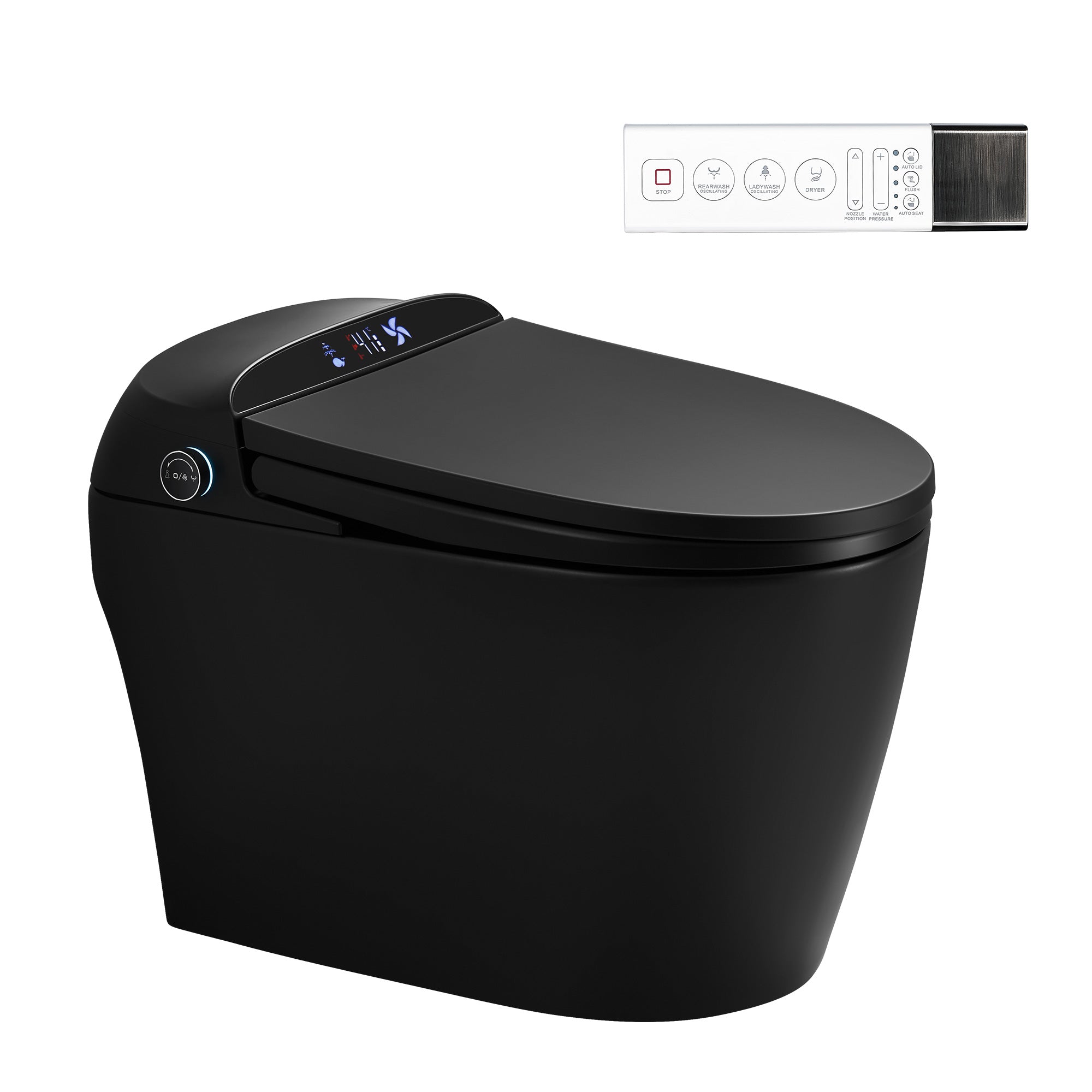 Smart Toilet with Built-In Bidet, Matte Black (T02)