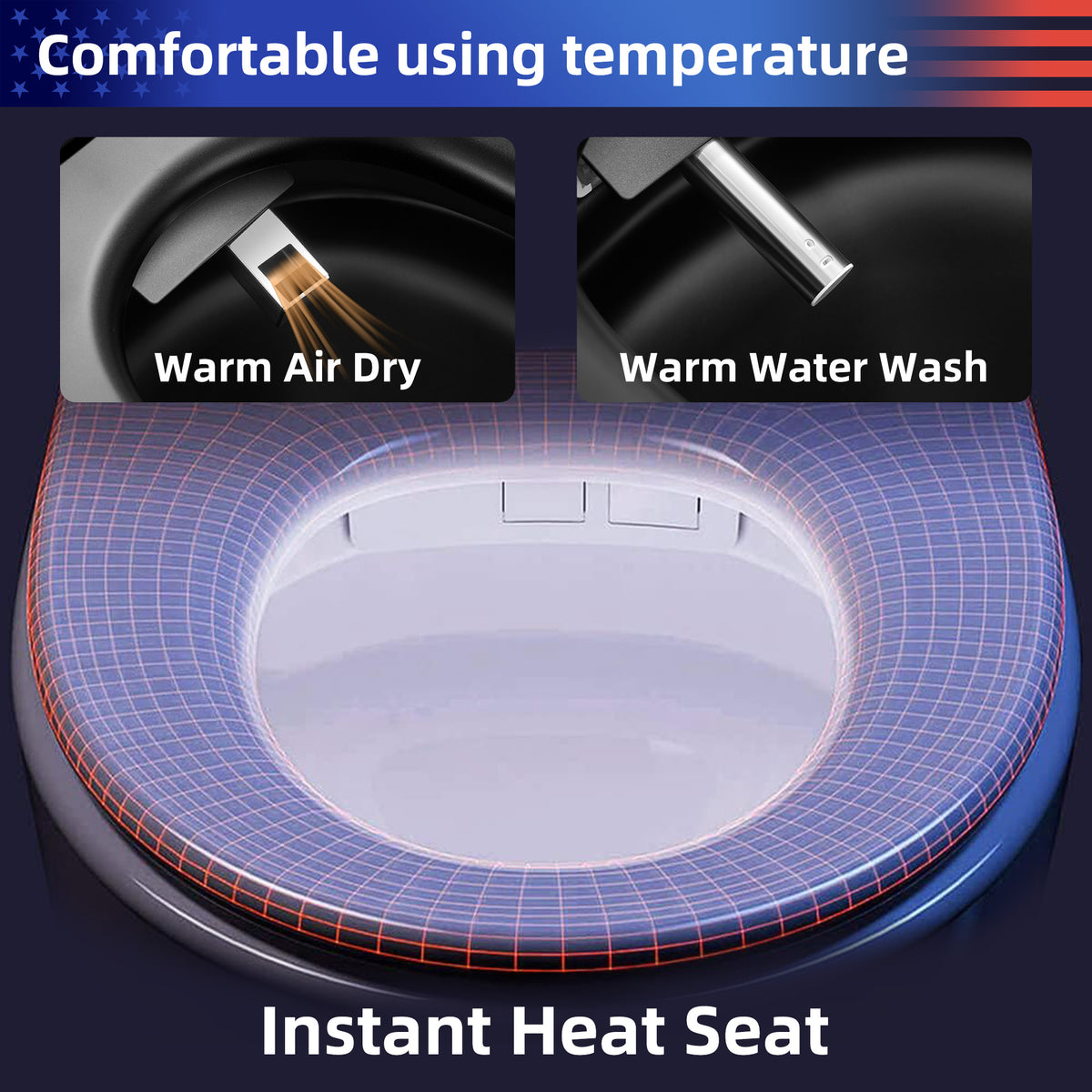 RAINLEX Smart Toilet with Built-In Bidet, Matte Black (T02)