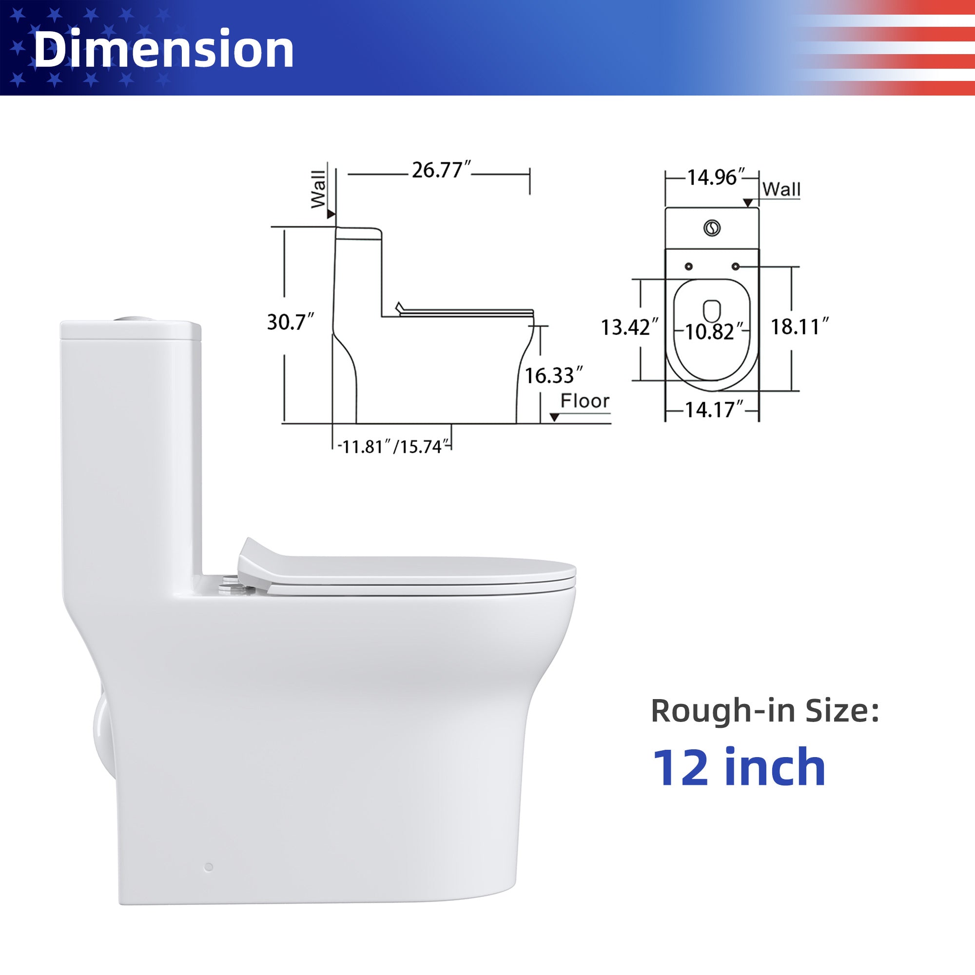 Toilette monobloc en noir mat RX-T03MB