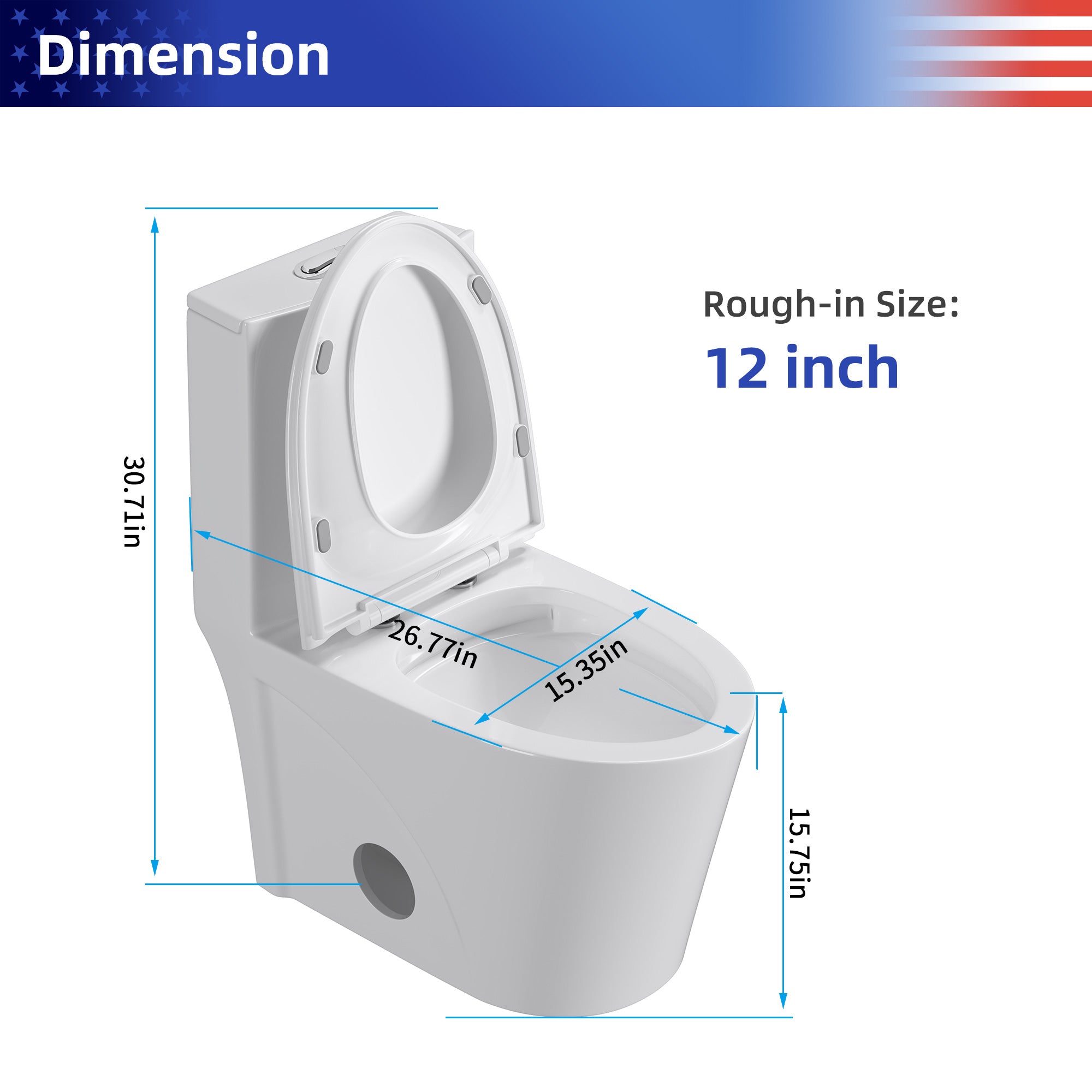 Toilette monobloc en blanc RX-T07W