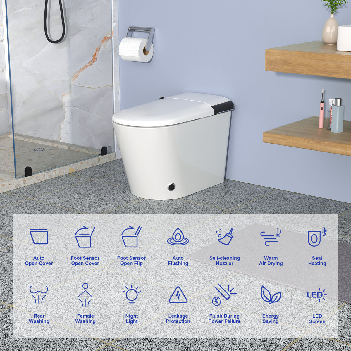 Smart Toilet with Built-In Bidet, White (T17)