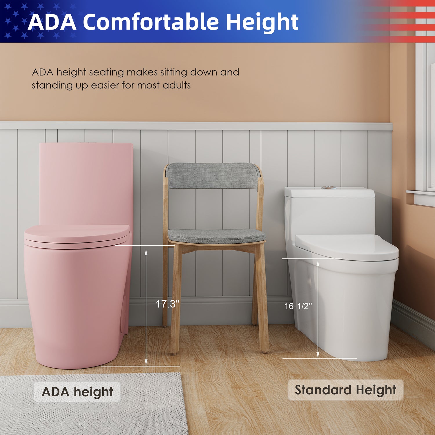 1.28/0.8 GPF Tornado Flush One-Piece Toilet, Elongated Siphonic S-Trap 12" Toilet with Soft Close Seat, Dual Flush, MAP 1000g, ADA Chair Height 17"