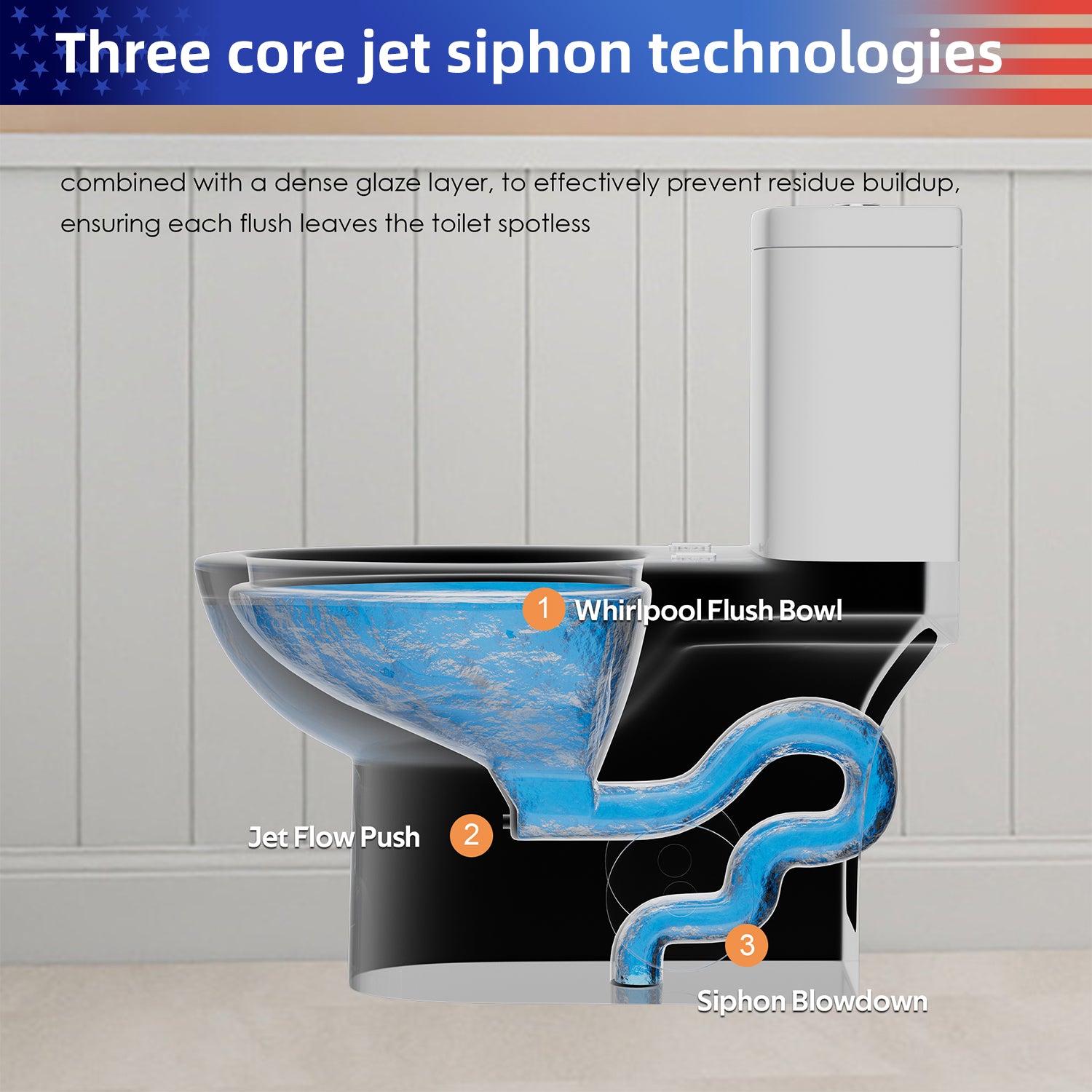 1.28/0.8 GPF Tornado Flush One-Piece Toilet, Elongated Siphonic S-Trap 12" Toilet with Soft Close Seat, Dual Flush, MAP 1000g, ADA Chair Height 17"