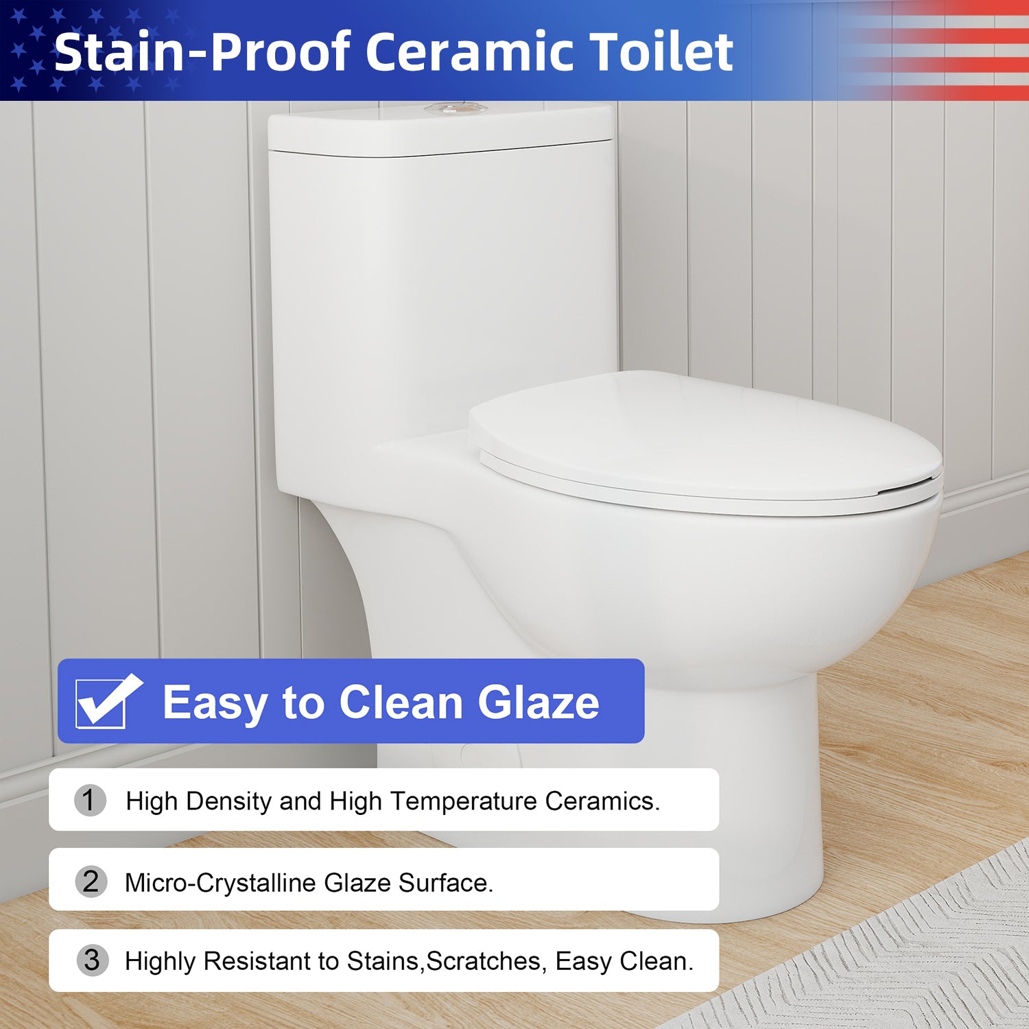 1.28/0.8 GPF Tornado Flush One-Piece Toilet, Rimless Siphonic Dual Flush Toilet with Soft Close Seat, Semi-Elongated Bowl, 12" S-Trap, MAP 1000g, ADA Comfort Height 17"
