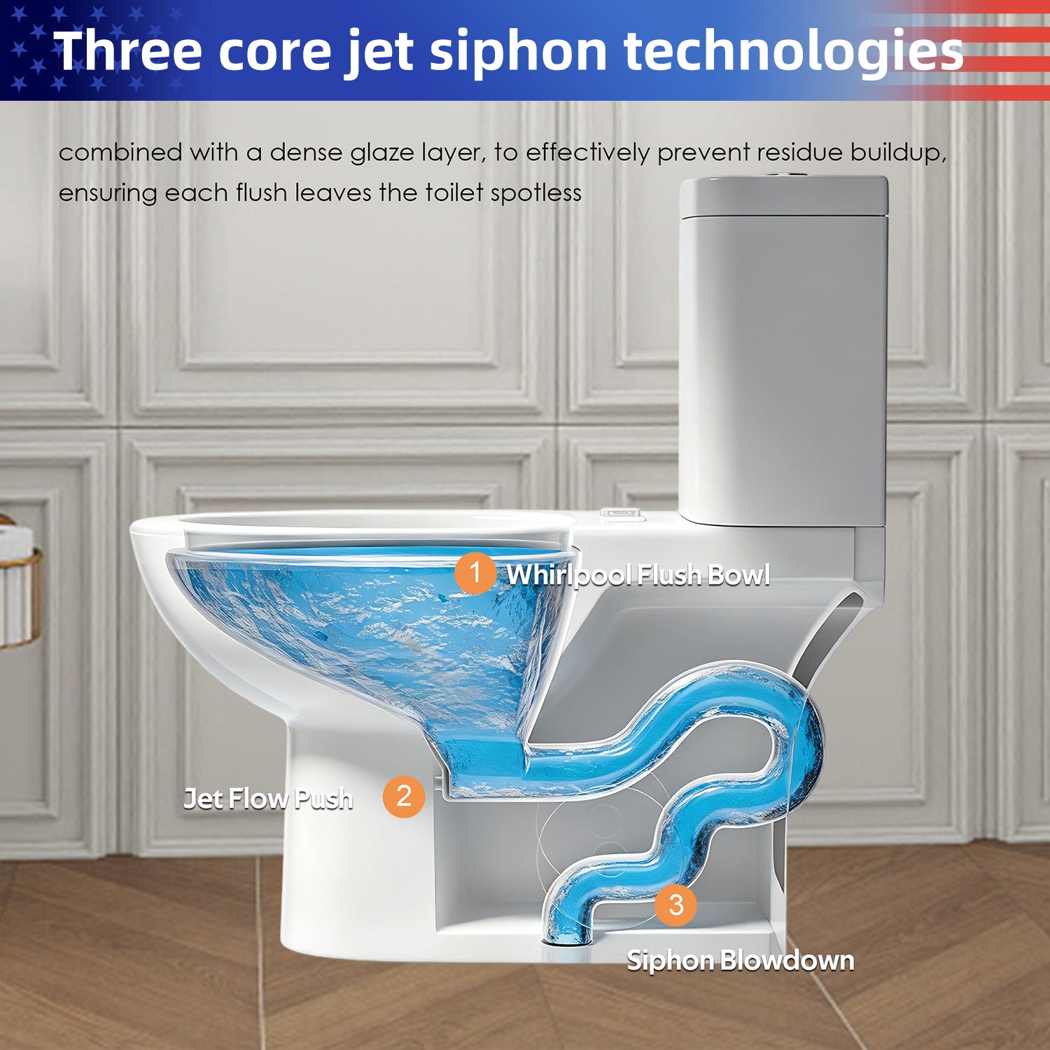 1.28/0.8 GPF Tornado Flush One-Piece Toilet, Rimless Siphonic Dual Flush Toilet with Soft Close Seat, Semi-Elongated Bowl, 12" S-Trap, MAP 1000g, ADA Comfort Height 17"