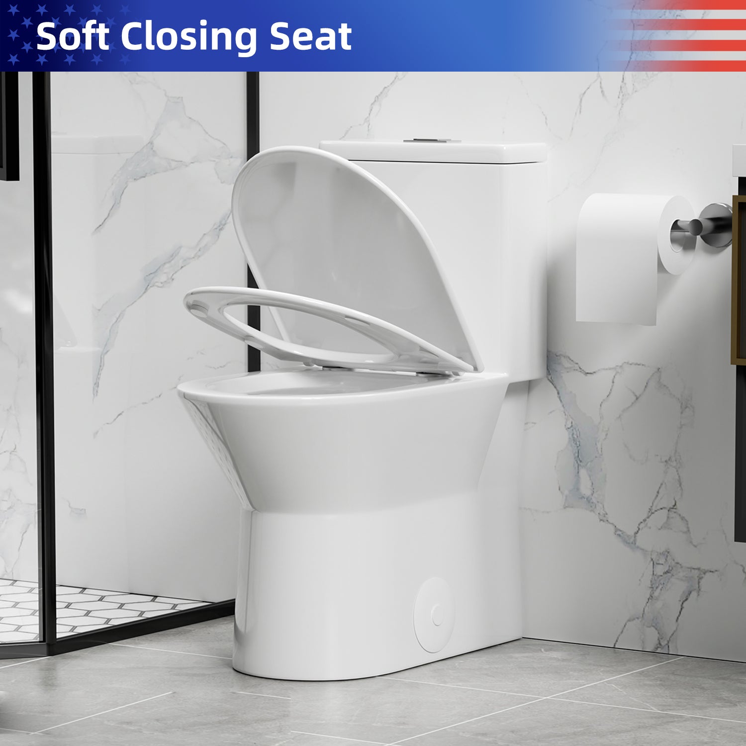 Gloss White 1.28/0.8 GPF Tornado Flush One-Piece Toilet, Rimless Siphonic Dual Flush Toilet with Soft-Close Seat, Semi-Elongated Bowl, 12" S-Trap, MAP 1000g, ADA Comfort Height 17"