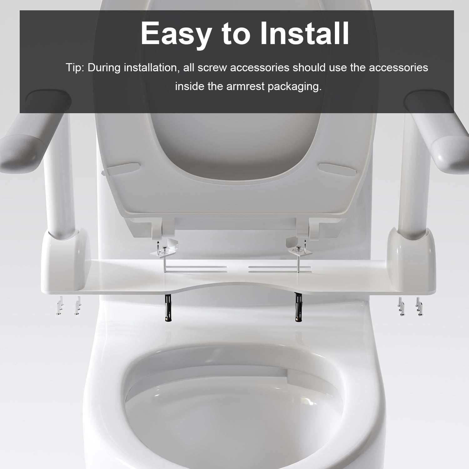 Glossy White 1.28/0.8 GPF Tornado Flush One-Piece Toilet with Armrests, Siphonic S-Trap 12", Soft-Close Seat, Dual Flush, MAP 1000g, 17" ADA Comfort Height