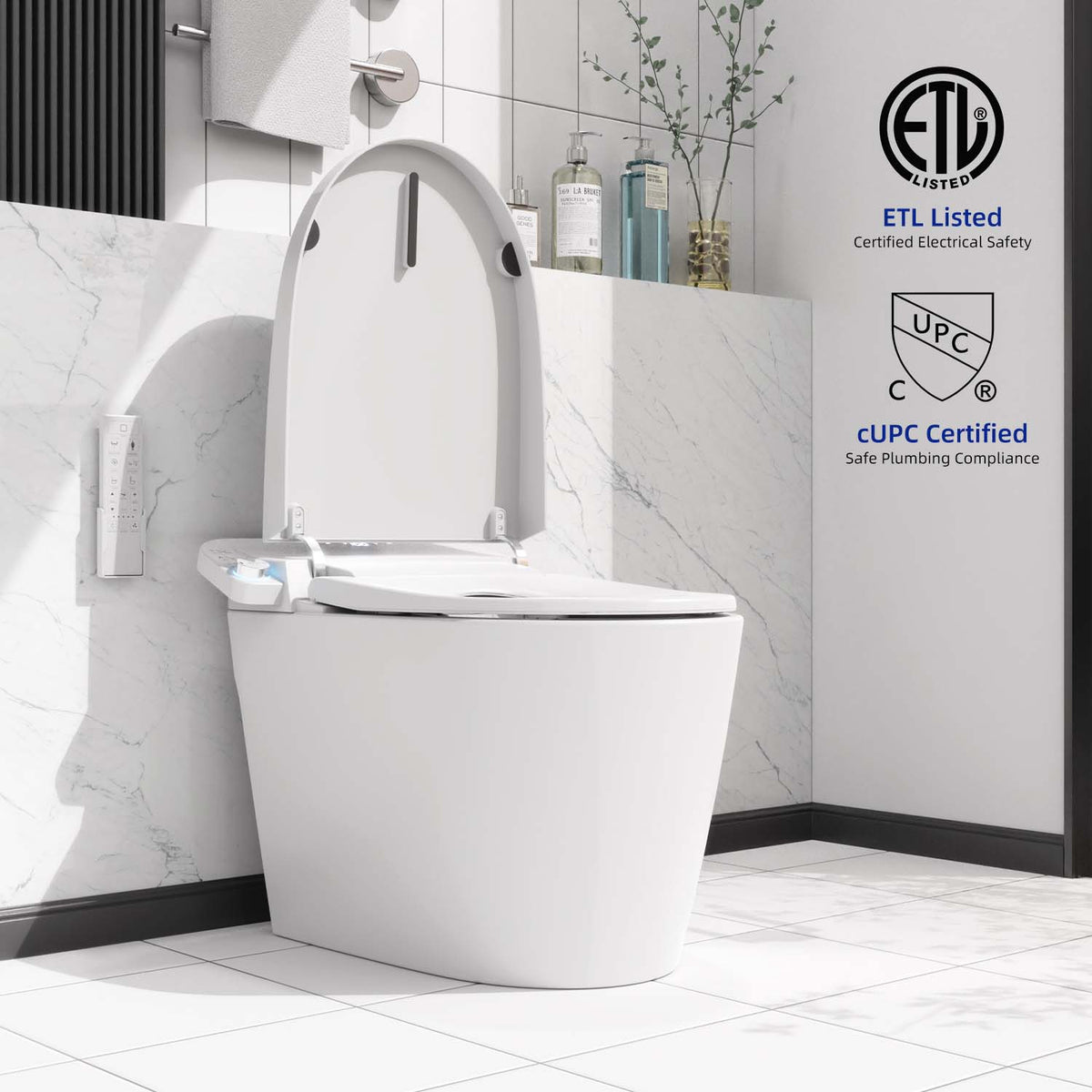 Rainlex Smart Toilet Bidet, One Piece Electric Toilet with Heated Seat, Auto Flush, Warm Air Dryer, Wireless Remote & Self Cleaning Nozzle (T32)