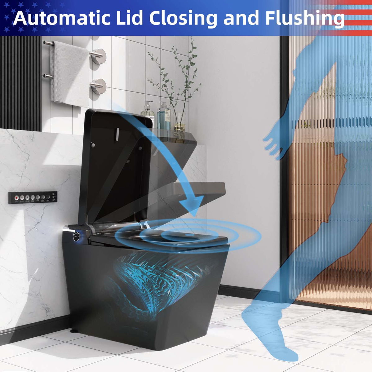 Rainlex Smart Toilet with Bidet, One Piece Smart Toilet with Auto Flush, Heated Seat, Instant Warm Water, Warm Air Dryer & Wireless Remote Control (T33)