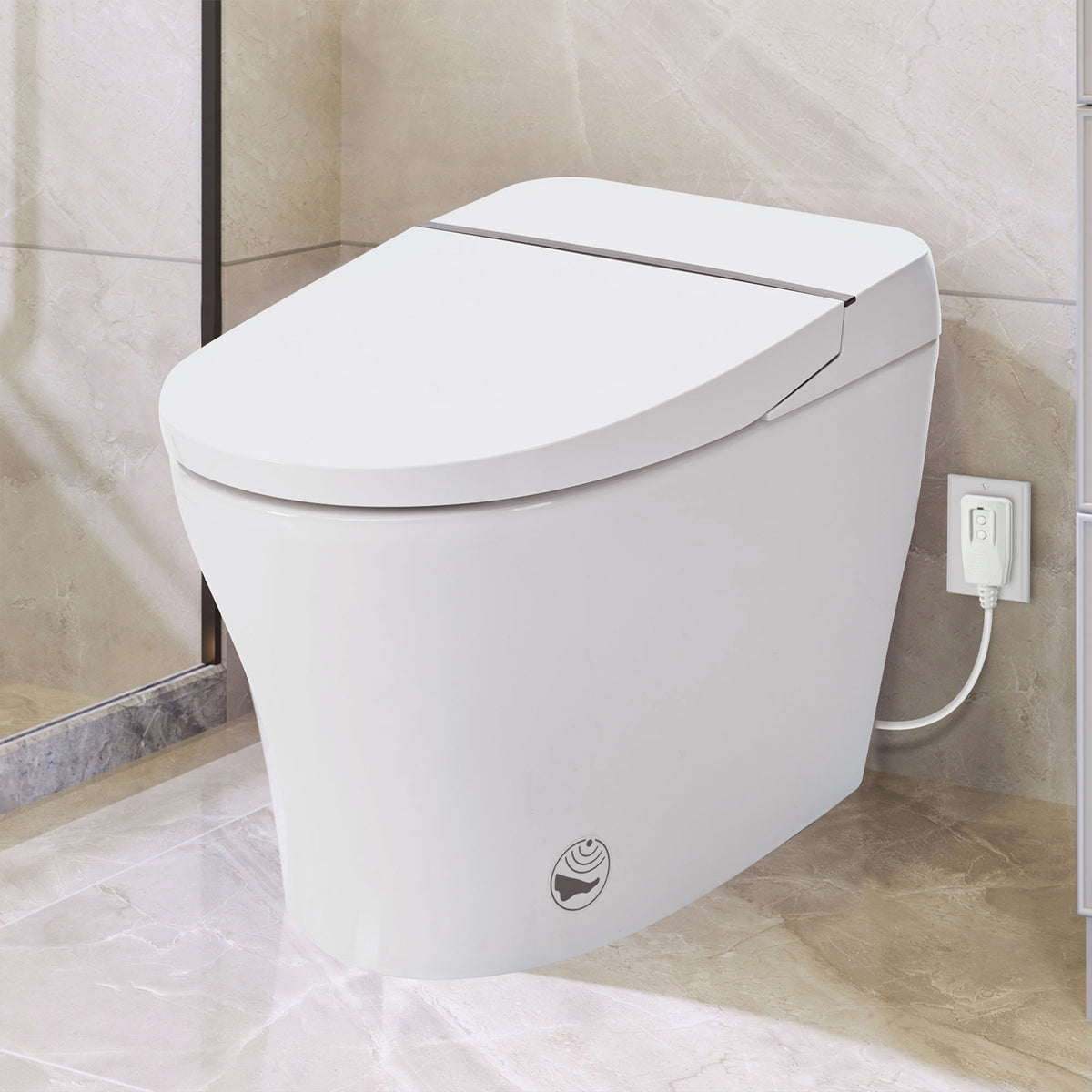 Rainlex Smart One Piece Toilet with Heated Seat, Dual Flush 1.0/1.28 GPF, Tankless Design, Foot Sensor, Night Light & Knob Control(T42)