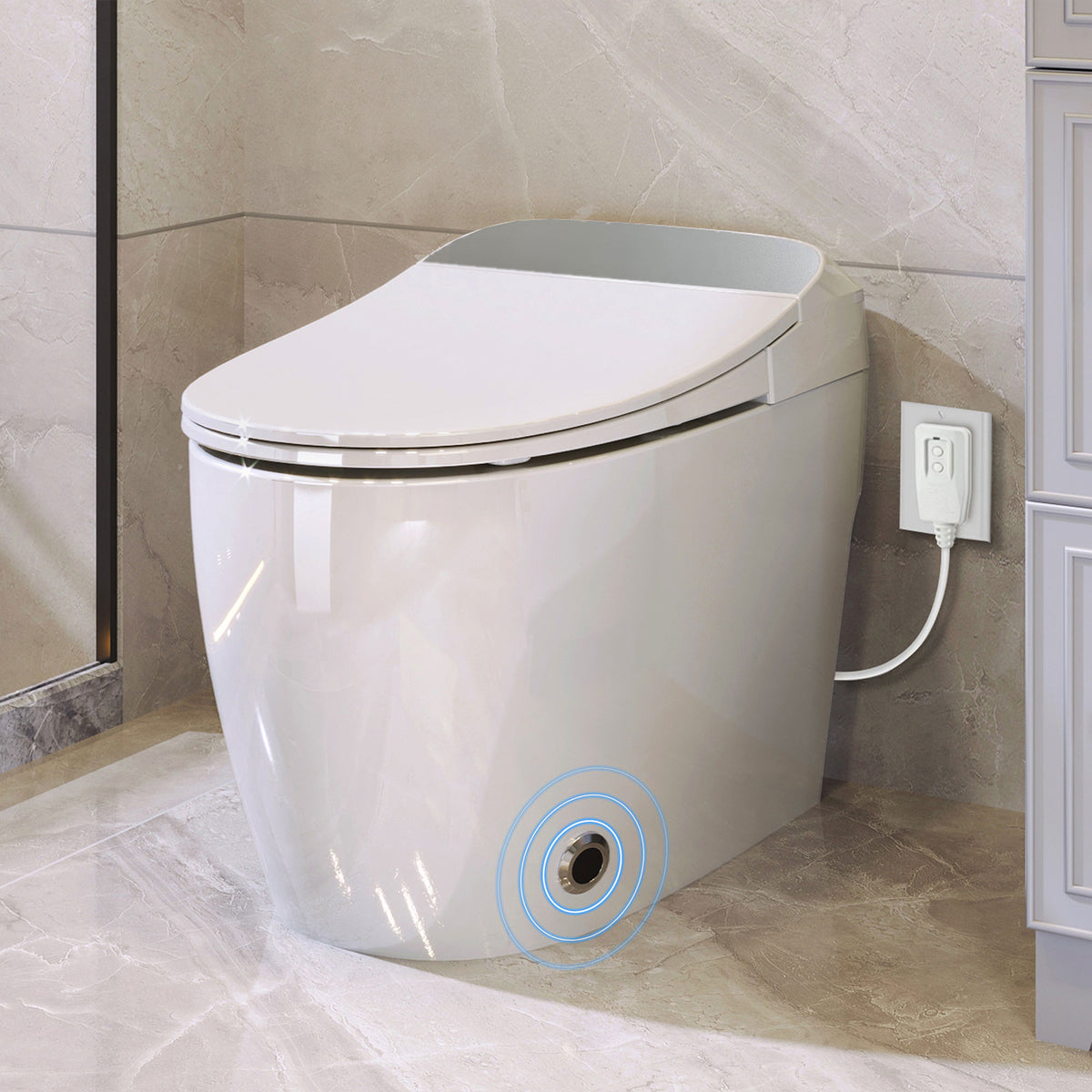 Rainlex Smart Tankless One Piece Toilet with Heated Seat, Auto Flush, Foot Sensor, Power Outage Flush, Night Light & Knob Control(T43)