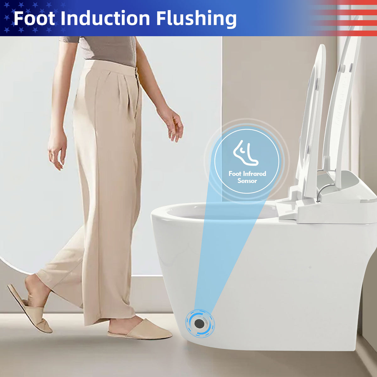 Rainlex Smart Tankless One Piece Toilet with Heated Seat, Auto Flush, Foot Sensor, Power Outage Flush, Night Light & Knob Control(T43)