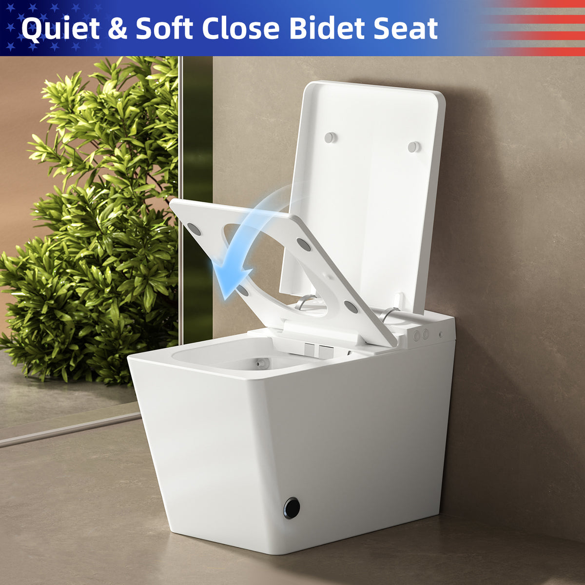 Rainlex Square Smart Bidet Toilet with Built-in Tank, Heated Seat, Instant Warm Water Wash, Auto Flush, Foot Sensor & Remote Control(T45)