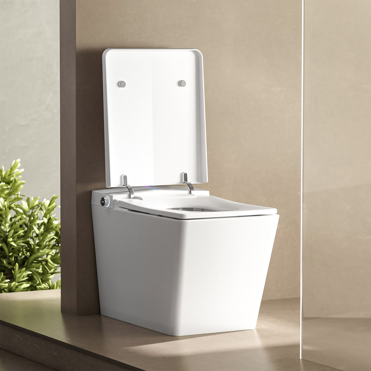 Rainlex Square Smart Bidet Toilet with Built-in Tank, Heated Seat, Instant Warm Water Wash, Auto Flush, Foot Sensor & Remote Control(T45)