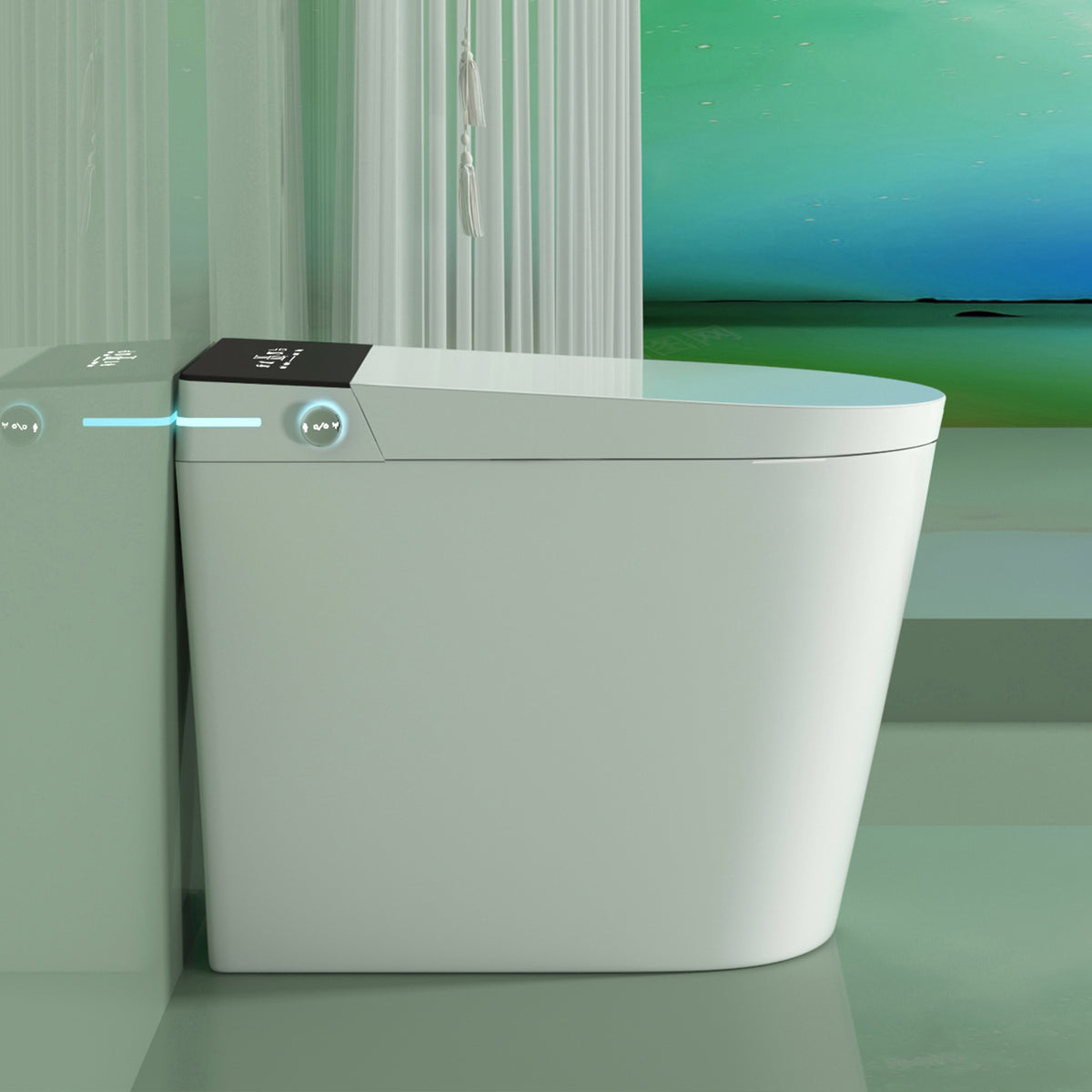 Rainlex Compact Tankless Smart Bidet Toilet with ADA Height, Auto Open Lid, Heated Seat, Warm Water Wash, Dryer & Remote Control(T47)