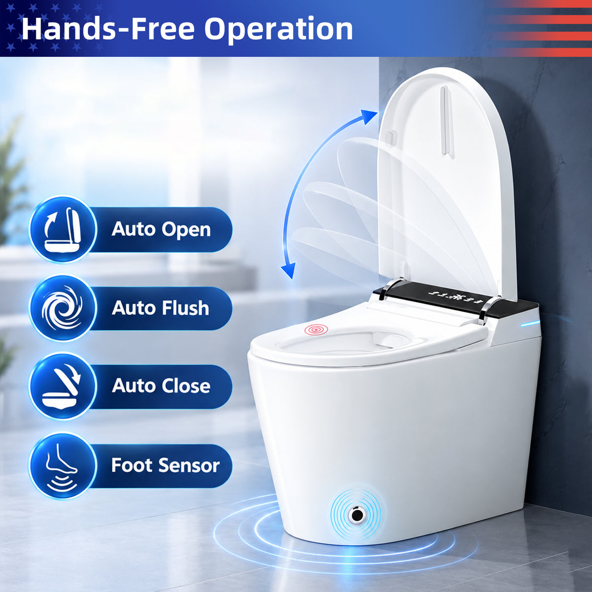 Rainlex Compact Tankless Smart Bidet Toilet with ADA Height, Auto Open Lid, Heated Seat, Warm Water Wash, Dryer & Remote Control(T47)