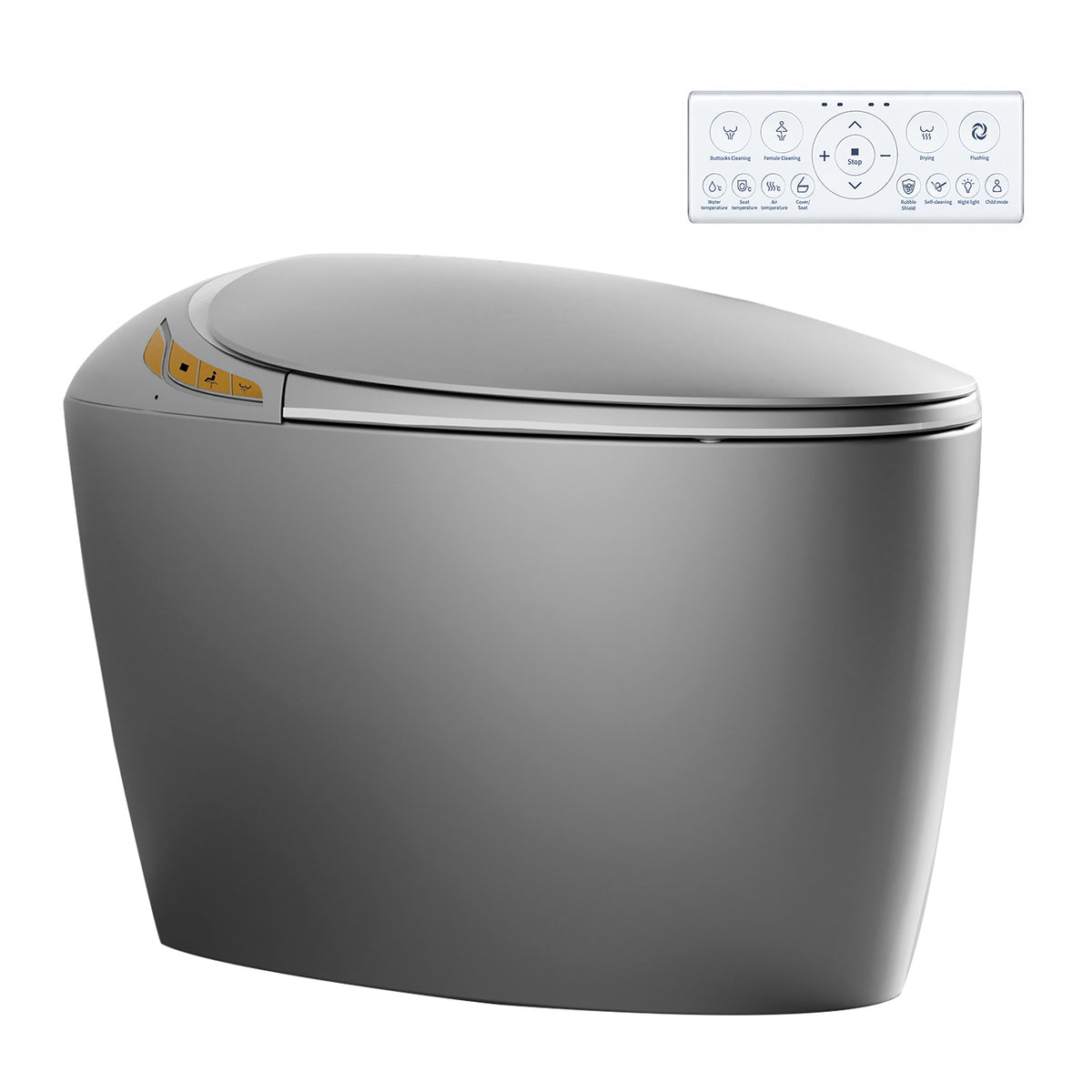 Rainlex Tankless Smart Bidet Toilet with Auto Open Lid, Heated Seat, Warm Water Wash, Dryer, Foot Sensor & Remote Control(T50)