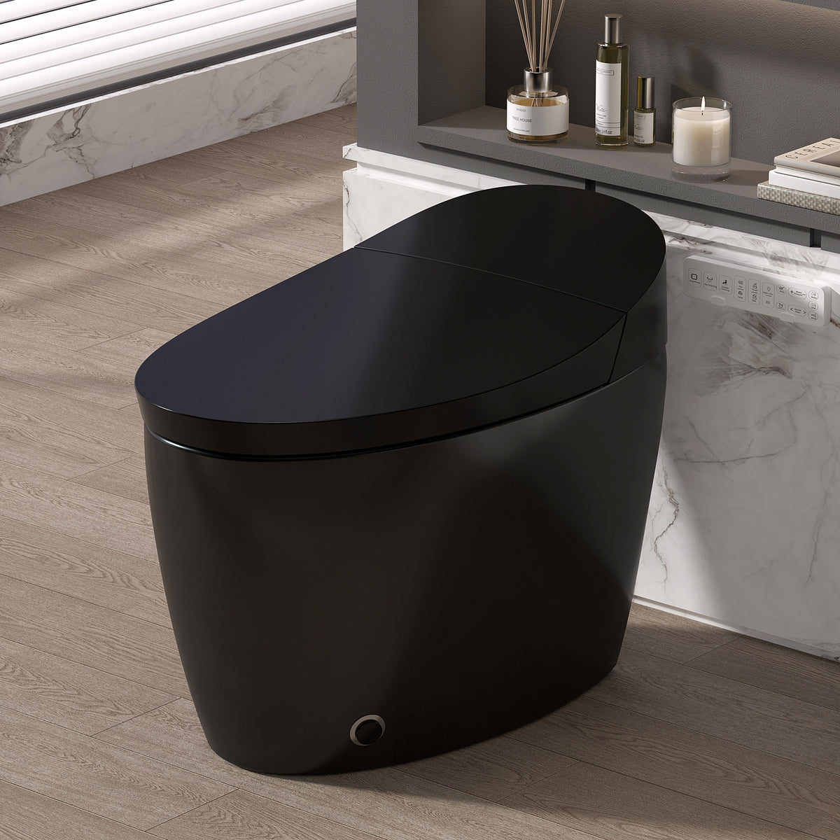 Rainlex ADA Smart Bidet Toilet with Auto Flush, Heated Seat, Warm Water Wash, Dryer, Foot Kick Sensor, Night Light & Remote Control(T51)