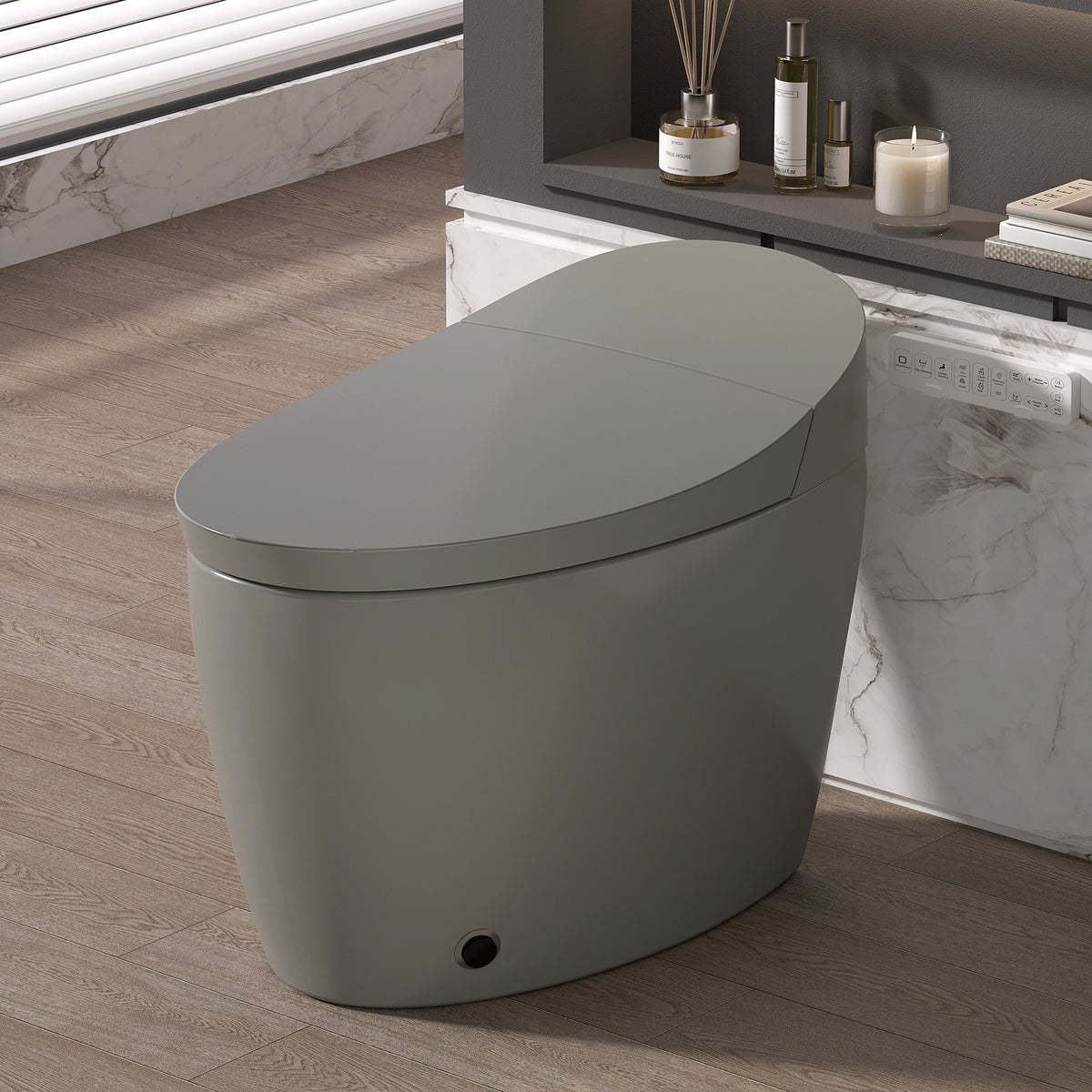 Rainlex ADA Smart Bidet Toilet with Auto Flush, Heated Seat, Warm Water Wash, Dryer, Foot Kick Sensor, Night Light & Remote Control(T51)