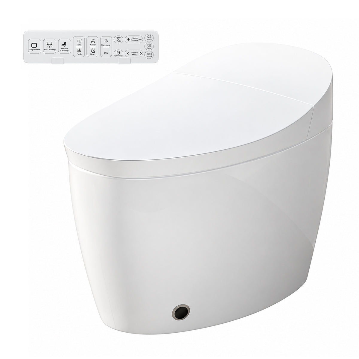 Rainlex ADA Smart Bidet Toilet with Auto Flush, Heated Seat, Warm Water Wash, Dryer, Foot Kick Sensor, Night Light & Remote Control(T51)
