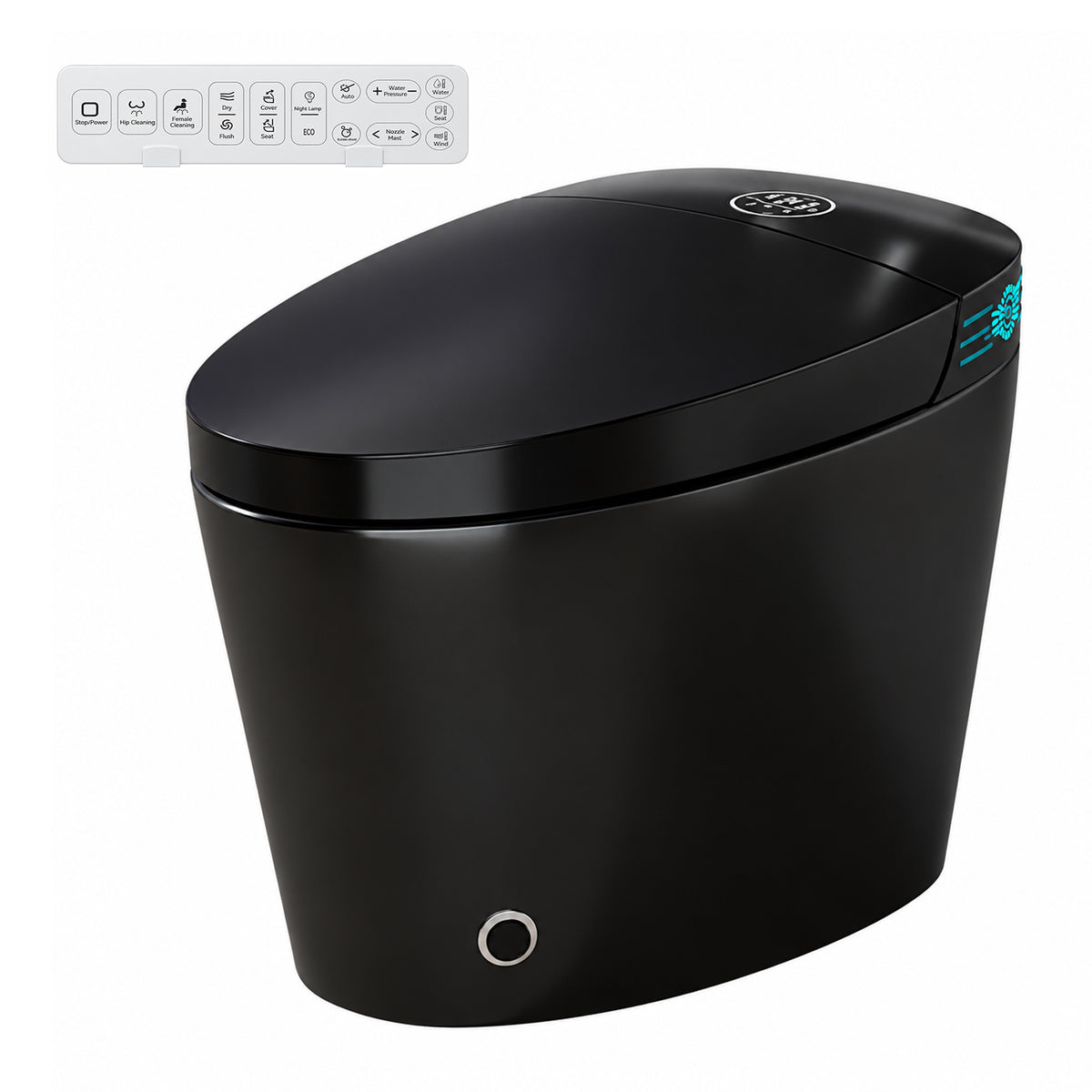 Rainlex Smart Bidet Toilet with Heated Seat, Warm Water Wash, Dryer, Auto Flush, Foot Kick Sensor, Night Light & Remote Control(T52)